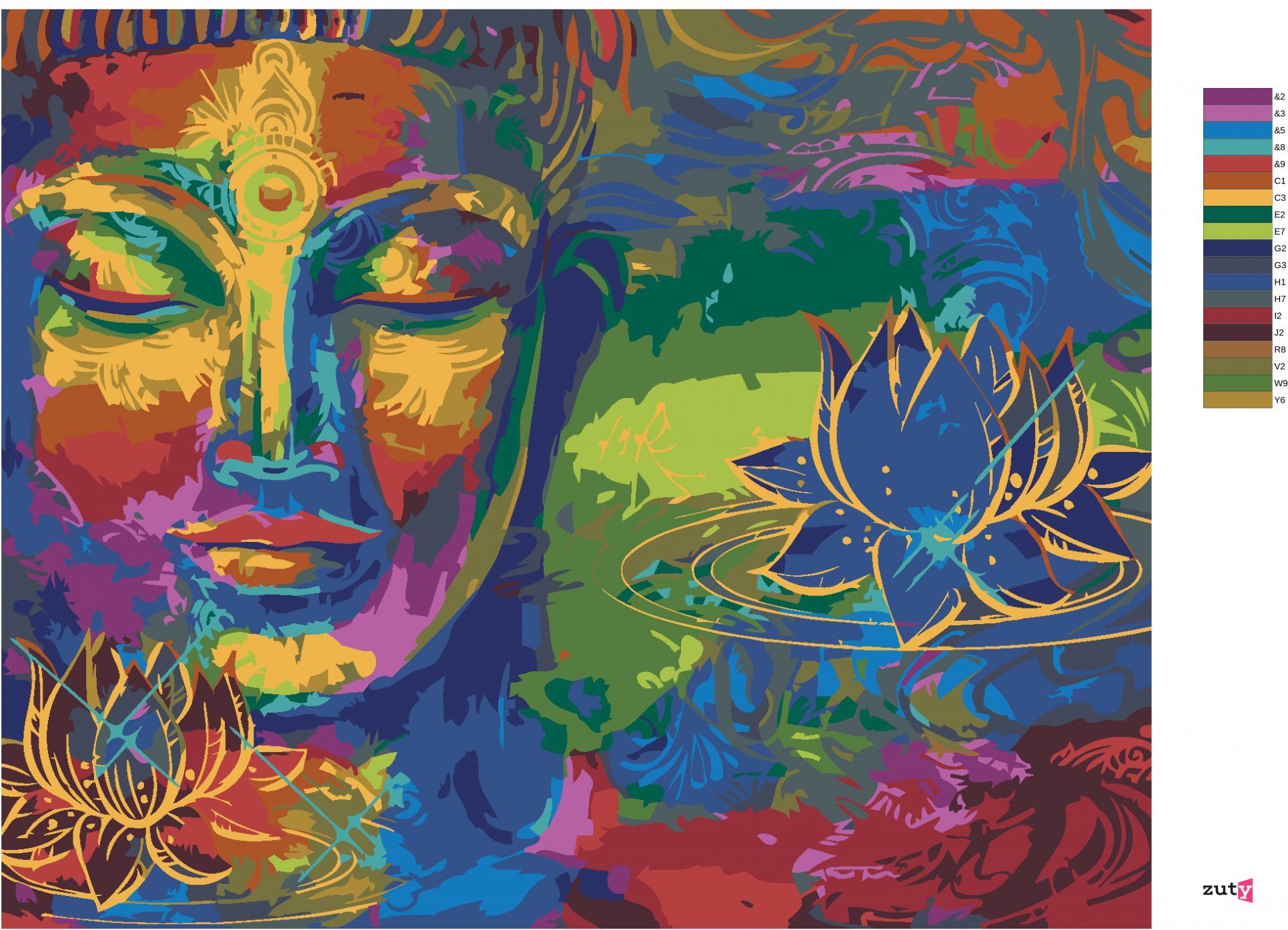 zuty Malování podle čísel - DUHOVÝ BUDDHA - Rozměr: 40x50 cm, Rámování: Varianta: bez rámu a bez vypnutí plátna - obrázek 10