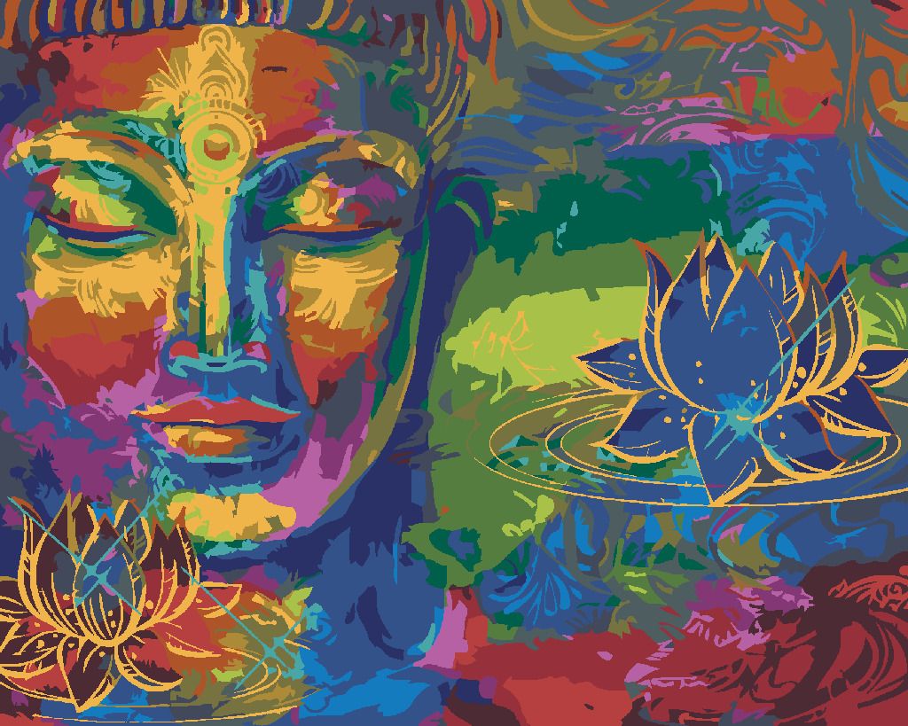 zuty Malování podle čísel - DUHOVÝ BUDDHA - Rozměr: 40x50 cm, Rámování: Varianta: vypnuté plátno na rám - obrázek 2