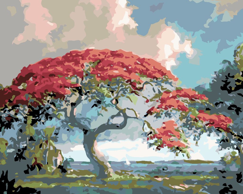 zuty Malování podle čísel - RUDÁ BONSAI - Rozměr: 40x50 cm, Rámování: Varianta: bez rámu a bez vypnutí plátna - obrázek 4