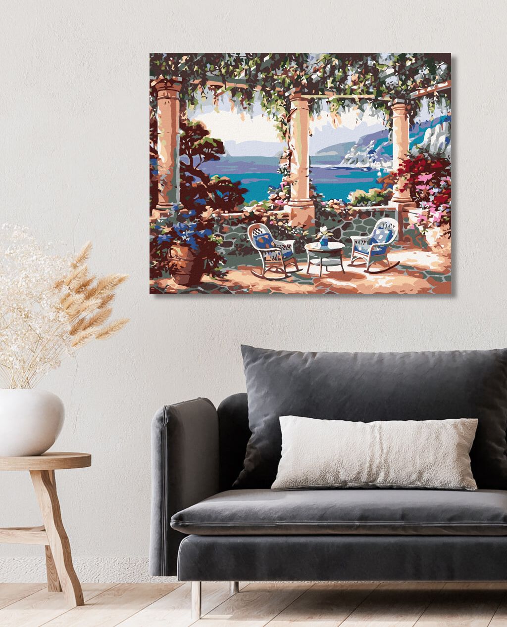 zuty Malování podle čísel - POSEZENÍ S VÝHLEDEM NA MOŘE - Rozměr: 40x50 cm, Rámování: Varianta: vypnuté plátno na rám - obrázek 2