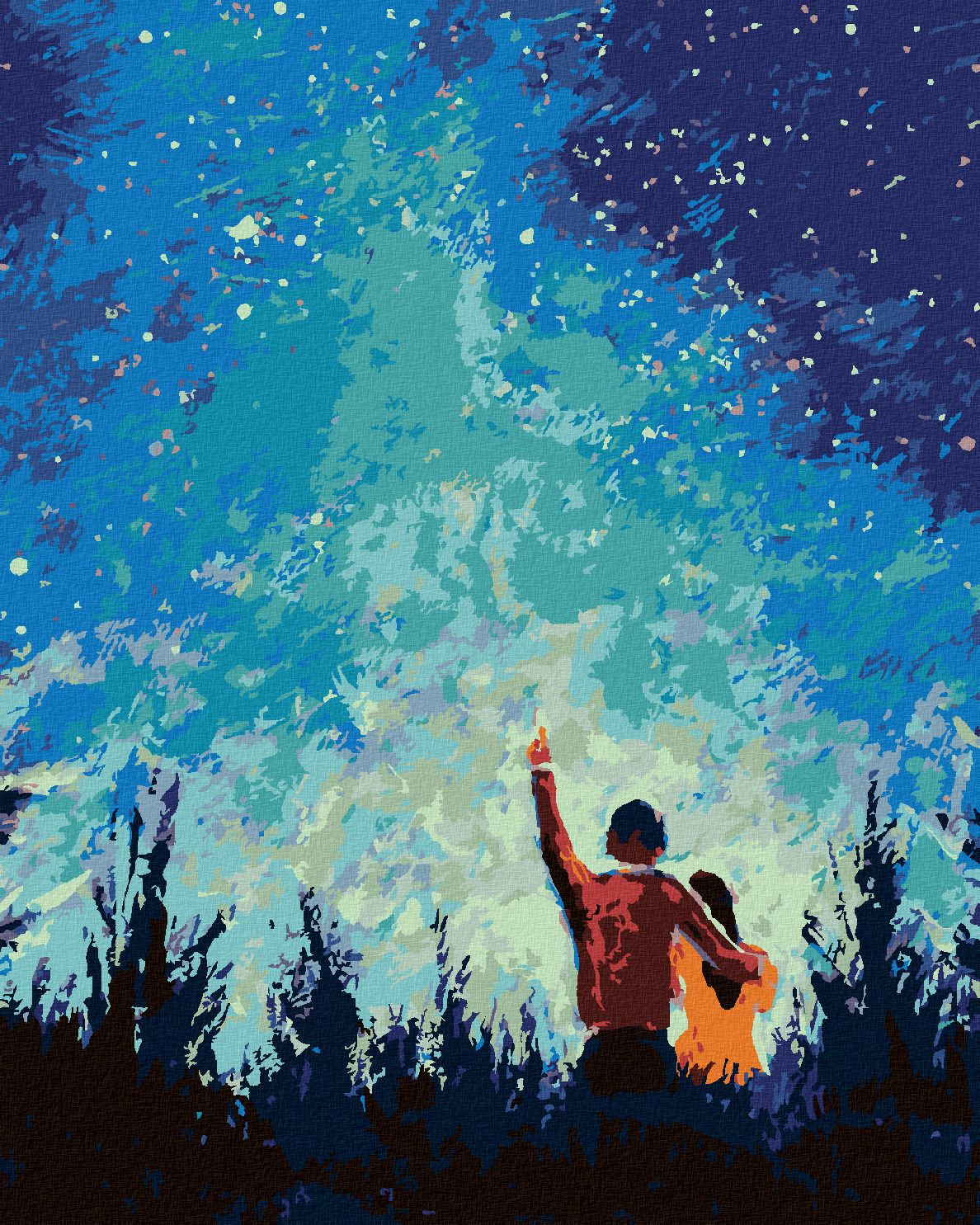 zuty Malování podle čísel - HVĚZDNÁ NOC A MLADÝ PÁR - Rozměr: 40x50 cm, Rámování: Varianta: vypnuté plátno na rám - obrázek 1