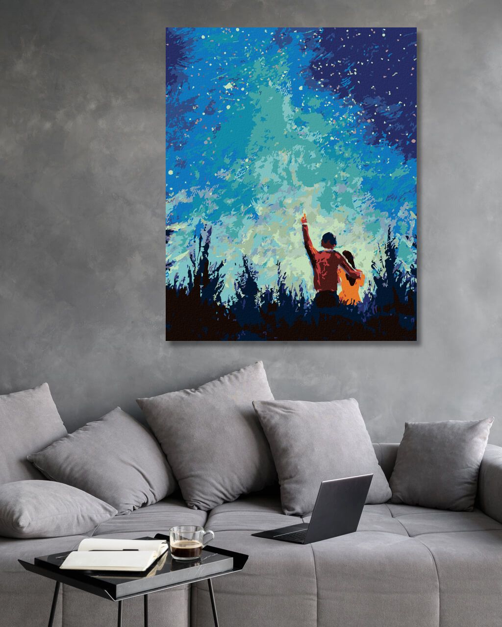 zuty Malování podle čísel - HVĚZDNÁ NOC A MLADÝ PÁR - Rozměr: 40x50 cm, Rámování: Varianta: vypnuté plátno na rám - obrázek 7