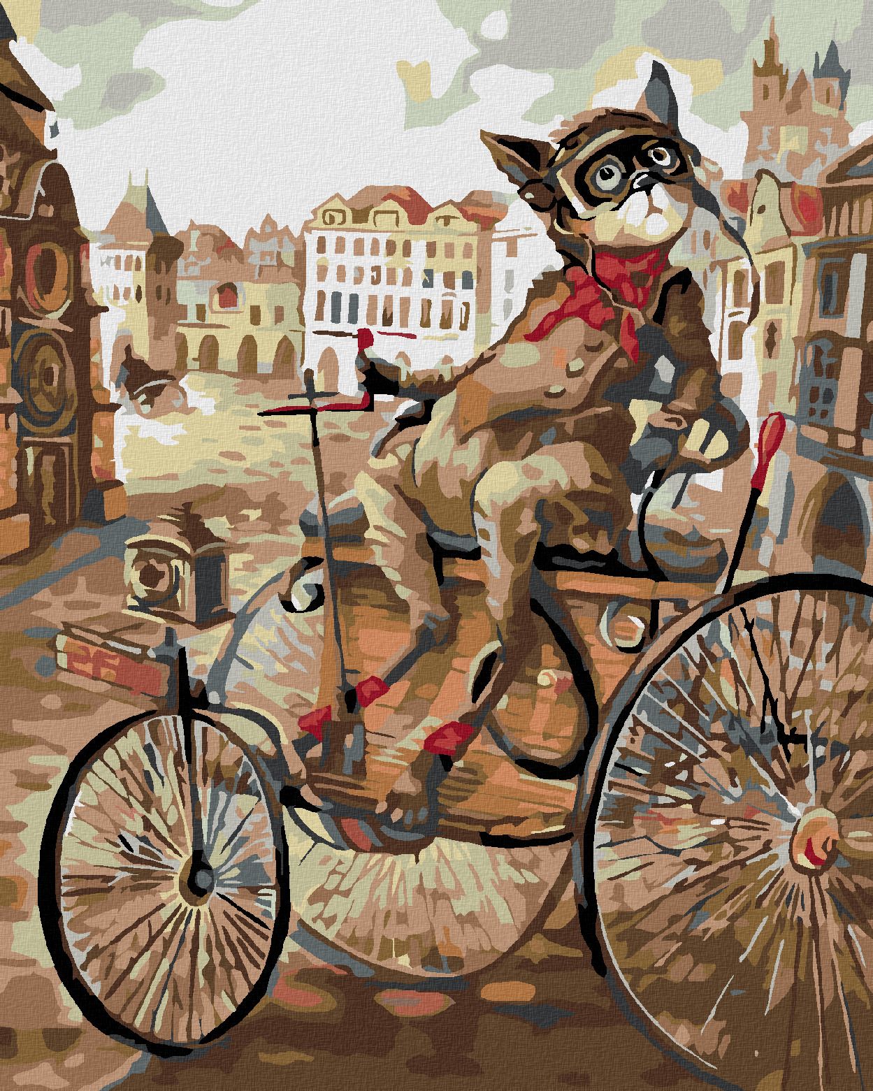 zuty Malování podle čísel - KOCOUR NA TROJKOLE - Rozměr: 40x50 cm, Rámování: Varianta: vypnuté plátno na rám - obrázek 1
