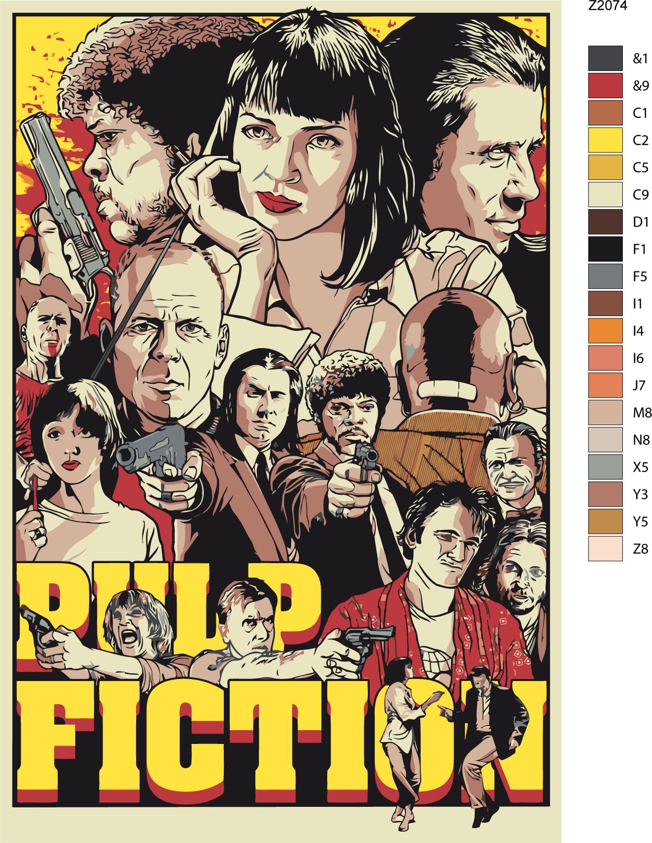 zuty Malování podle čísel - PULP FICTION - Rozměr: 40x50 cm, Rámování: Varianta: bez rámu a bez vypnutí plátna - obrázek 6