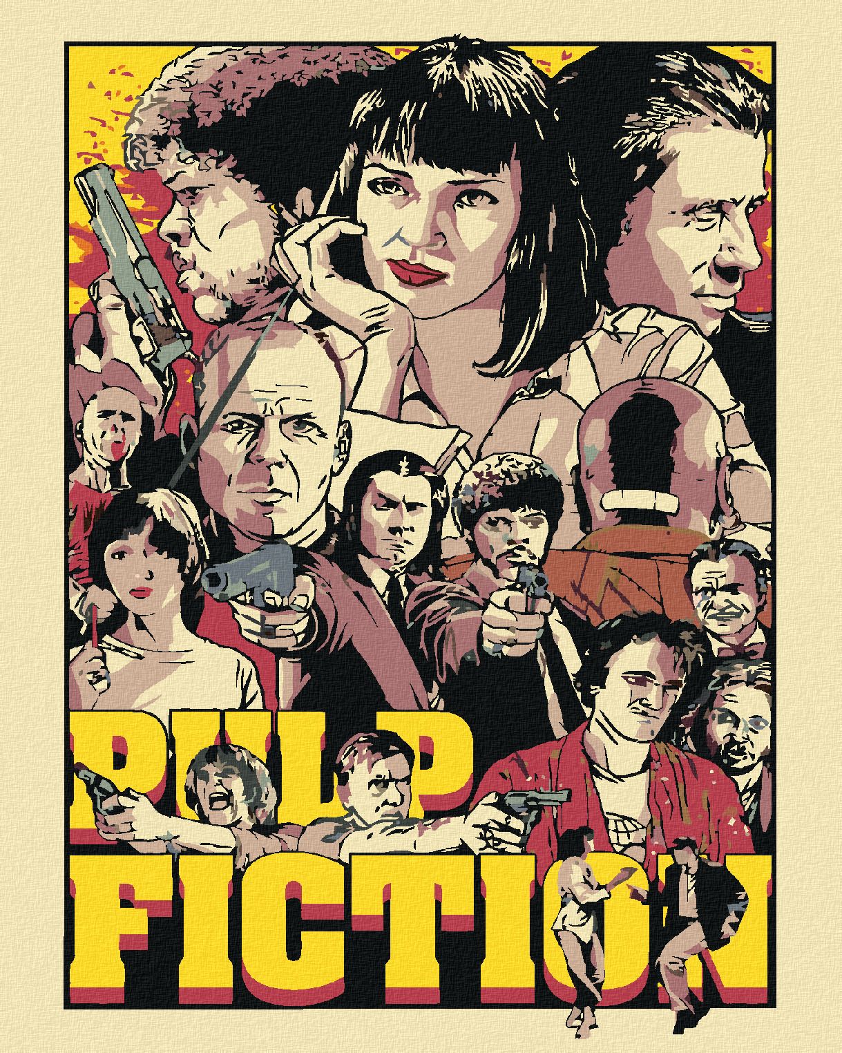 zuty Malování podle čísel - PULP FICTION - Rozměr: 40x50 cm, Rámování: Varianta: vypnuté plátno na rám - obrázek 1
