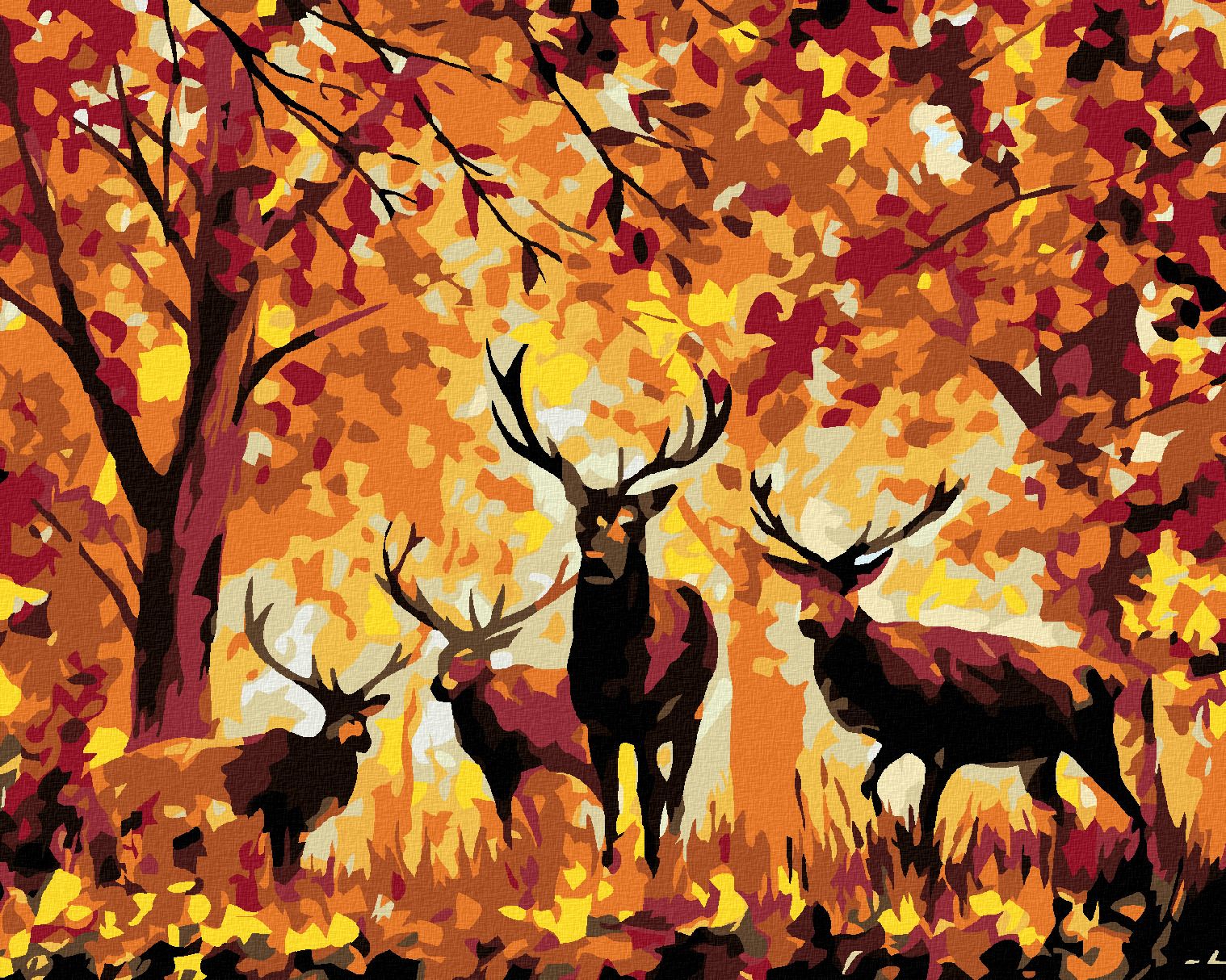 zuty Malování podle čísel - JELENI A PODZIMNÍ LES - Rozměr: 40x50 cm, Rámování: Varianta: bez rámu a bez vypnutí plátna - obrázek 1