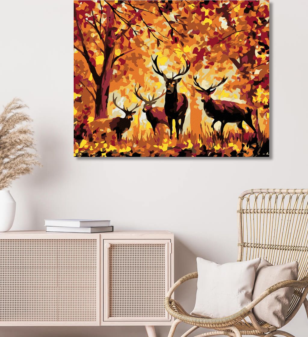 zuty Malování podle čísel - JELENI A PODZIMNÍ LES - Rozměr: 40x50 cm, Rámování: Varianta: bez rámu a bez vypnutí plátna - obrázek 2