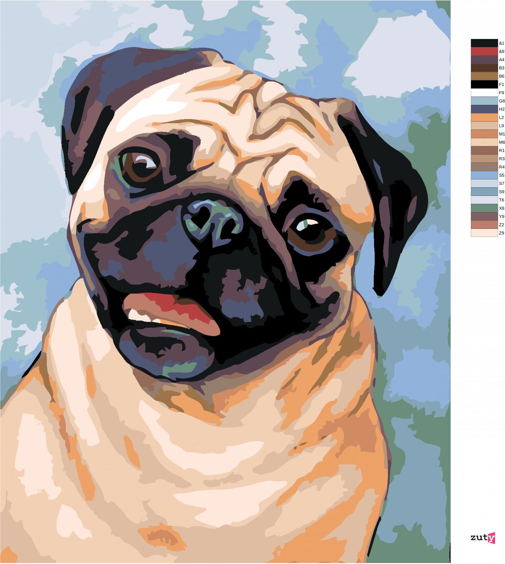 zuty Malování podle čísel - HNĚDÝ MOPS - Rozměr: 40x50 cm, Rámování: Varianta: vypnuté plátno na rám - obrázek 8