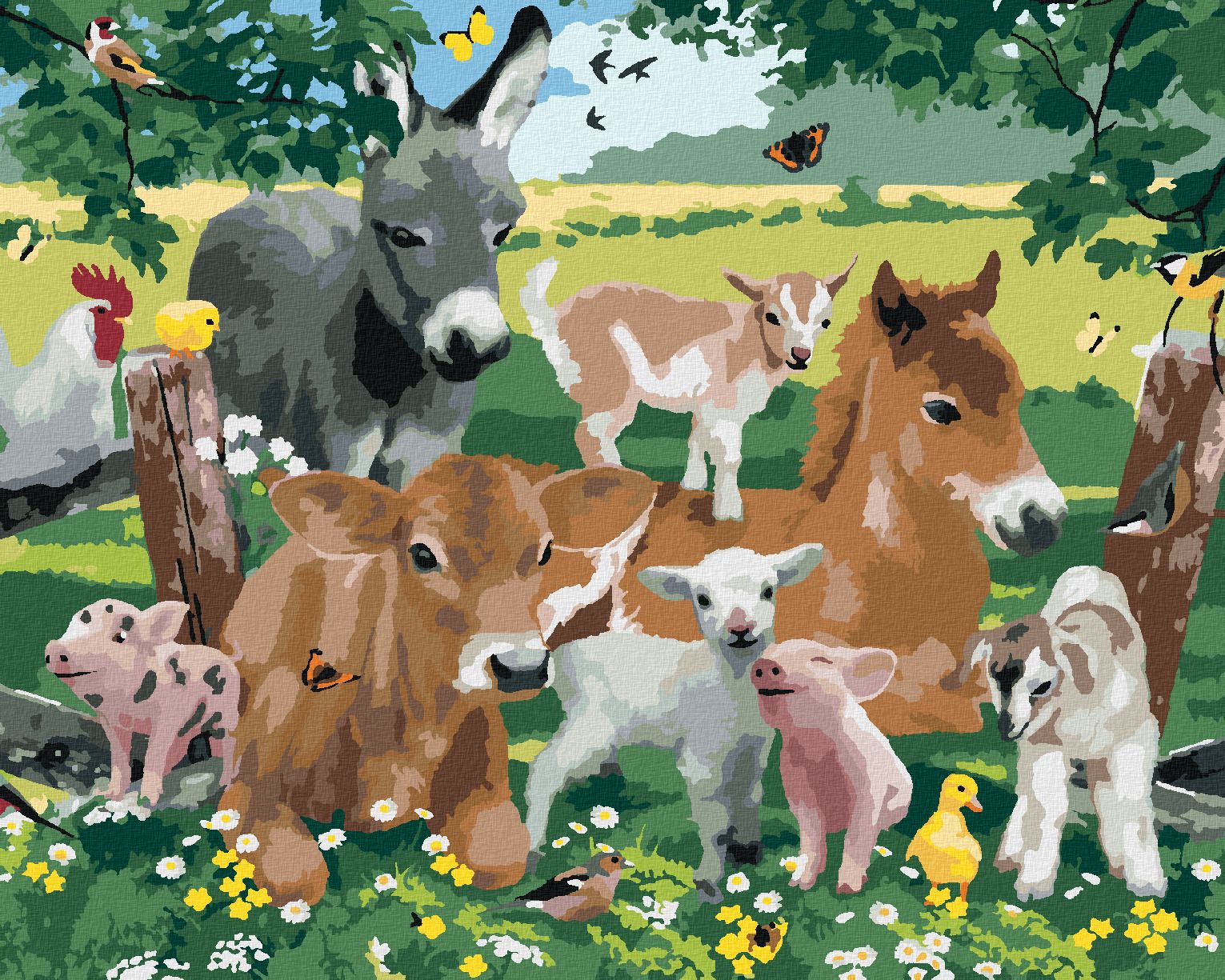 zuty Malování podle čísel - ZVÍŘATA NA FARMĚ (HOWARD ROBINSON) - Rozměr: 40x50 cm, Rámování: Varianta: vypnuté plátno na rám - obrázek 1