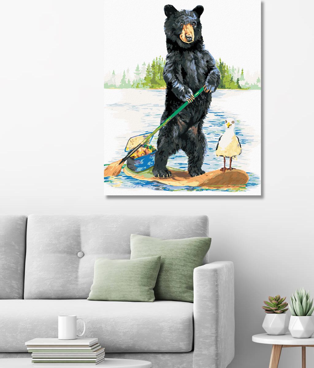 zuty Malování podle čísel - MEDVĚD NA LOĎCE (HOLLY SIMENTAL) - Rozměr: 40x50 cm, Rámování: Varianta: bez rámu a bez vypnutí plátna - obrázek 6