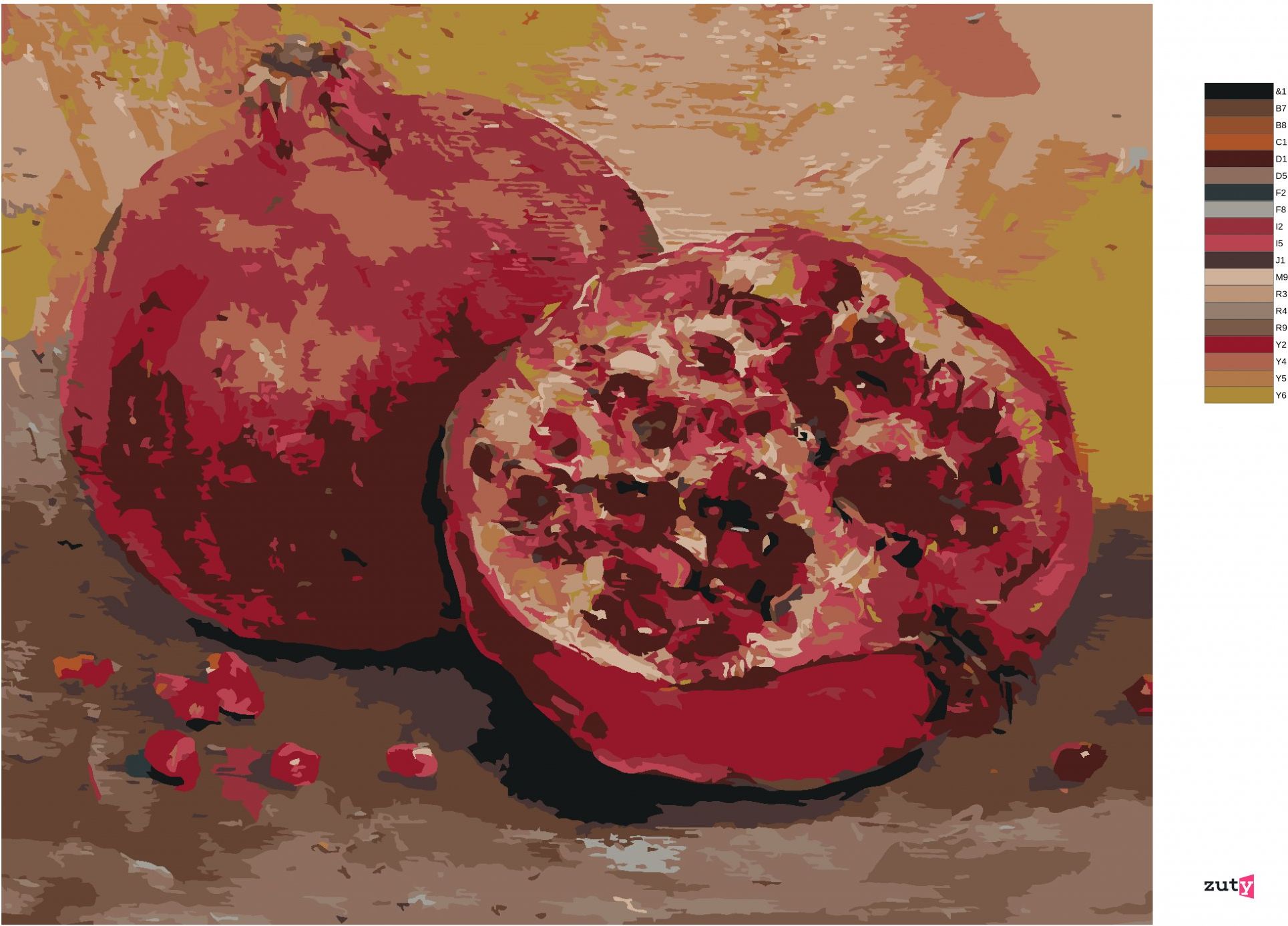 zuty Malování podle čísel - GRANÁTOVÉ JABLKO - Rozměr: 40x50 cm, Rámování: Varianta: bez rámu a bez vypnutí plátna - obrázek 11