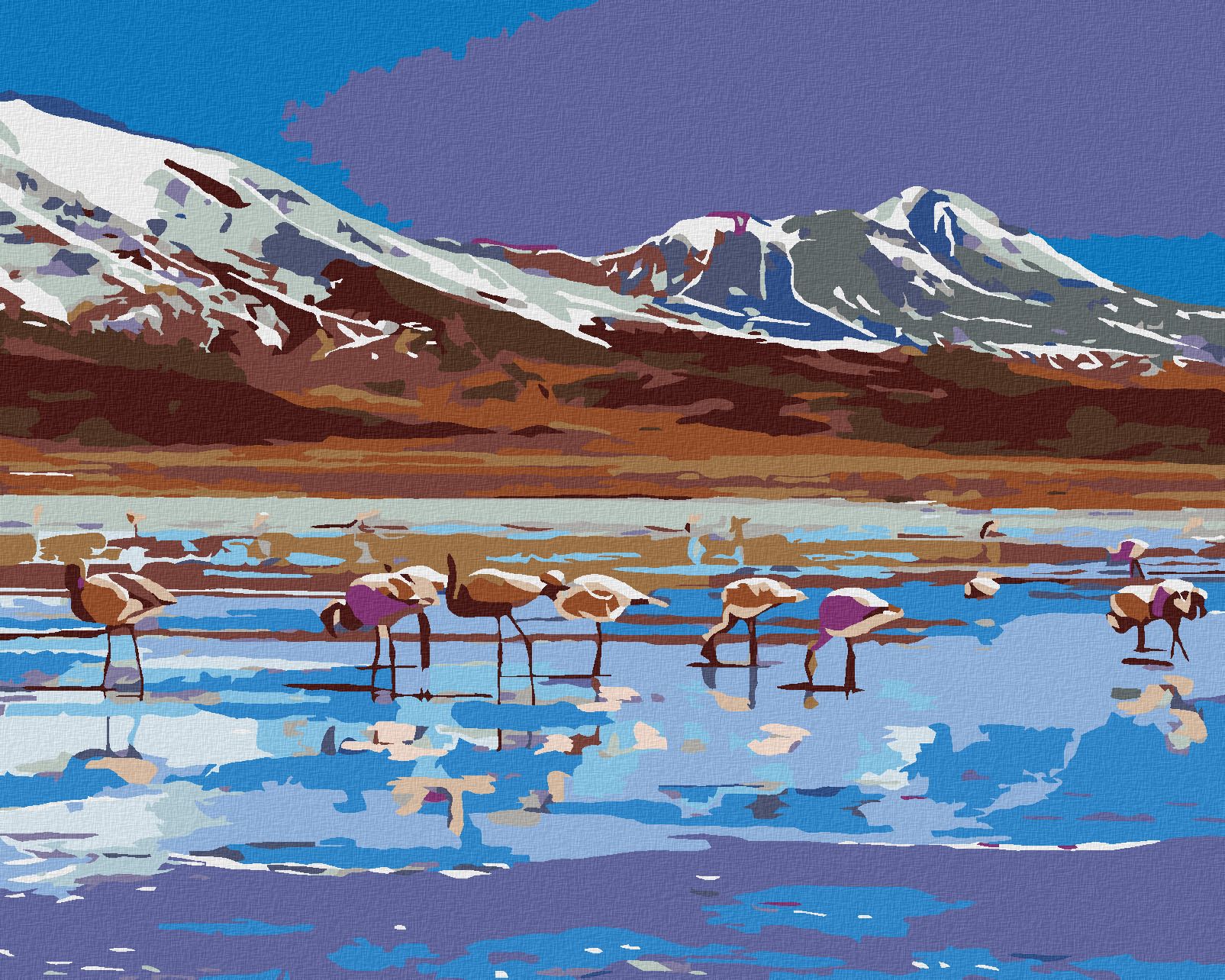 zuty Malování podle čísel - JEZERO S PLAMEŇÁKY - Rozměr: 40x50 cm, Rámování: Varianta: vypnuté plátno na rám - obrázek 1