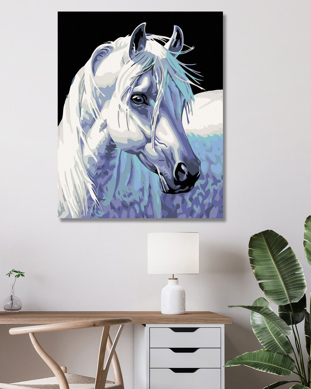 zuty Malování podle čísel - BÍLÝ KŮŇ II - Rozměr: 40x50 cm, Rámování: Varianta: bez rámu a bez vypnutí plátna - obrázek 5