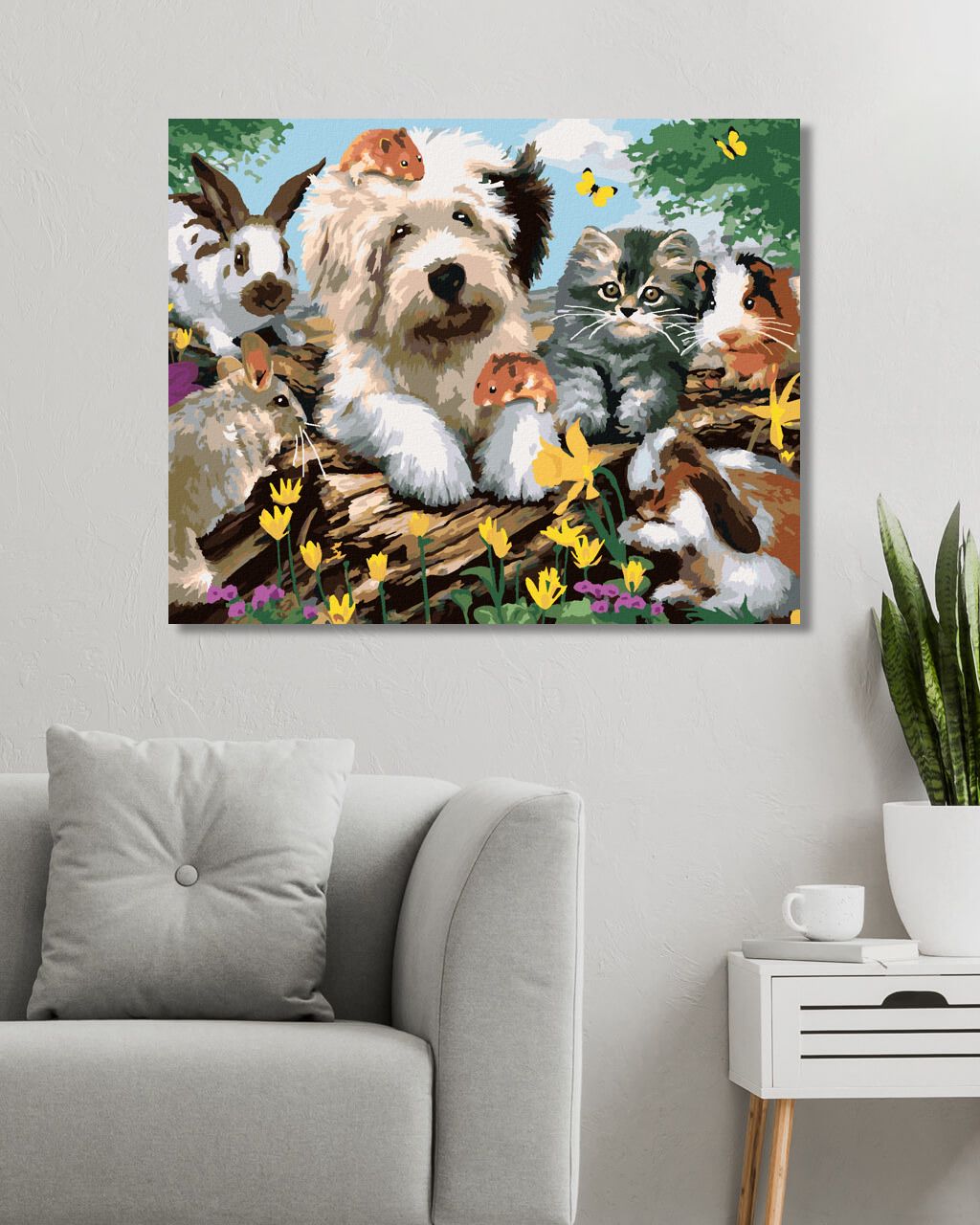 zuty Malování podle čísel - PES, KOČKA A HLODAVCI NA PAŘEZU (HOWARD ROBINSON) - Rozměr: 40x50 cm, Rámování: Varianta: bez rámu a bez vypnutí plátna - obrázek 3