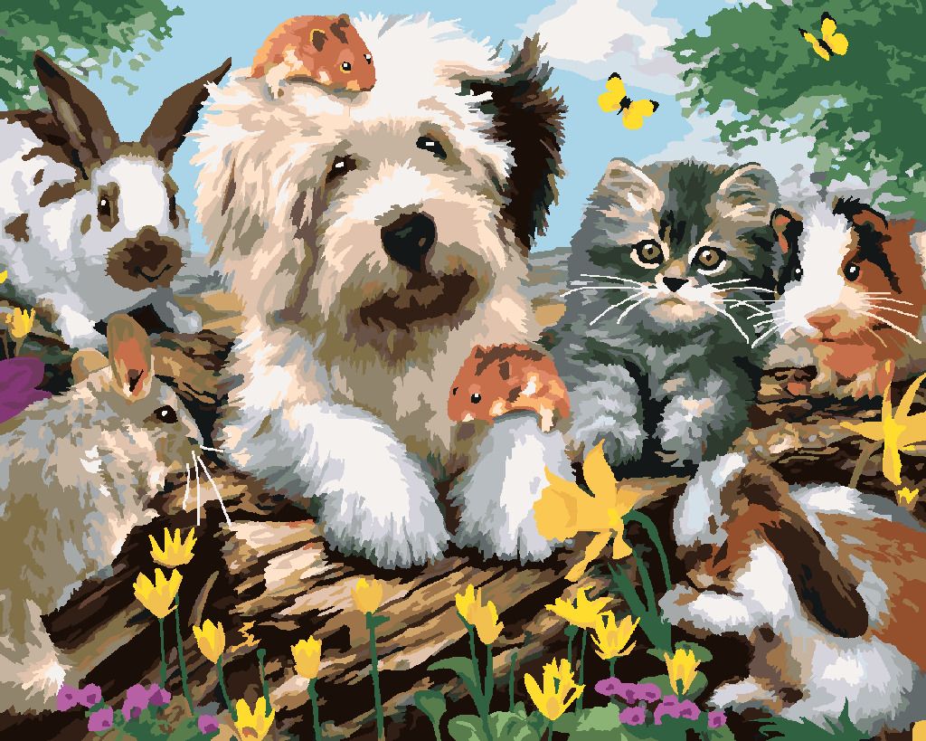 zuty Malování podle čísel - PES, KOČKA A HLODAVCI NA PAŘEZU (HOWARD ROBINSON) - Rozměr: 40x50 cm, Rámování: Varianta: bez rámu a bez vypnutí plátna - obrázek 4