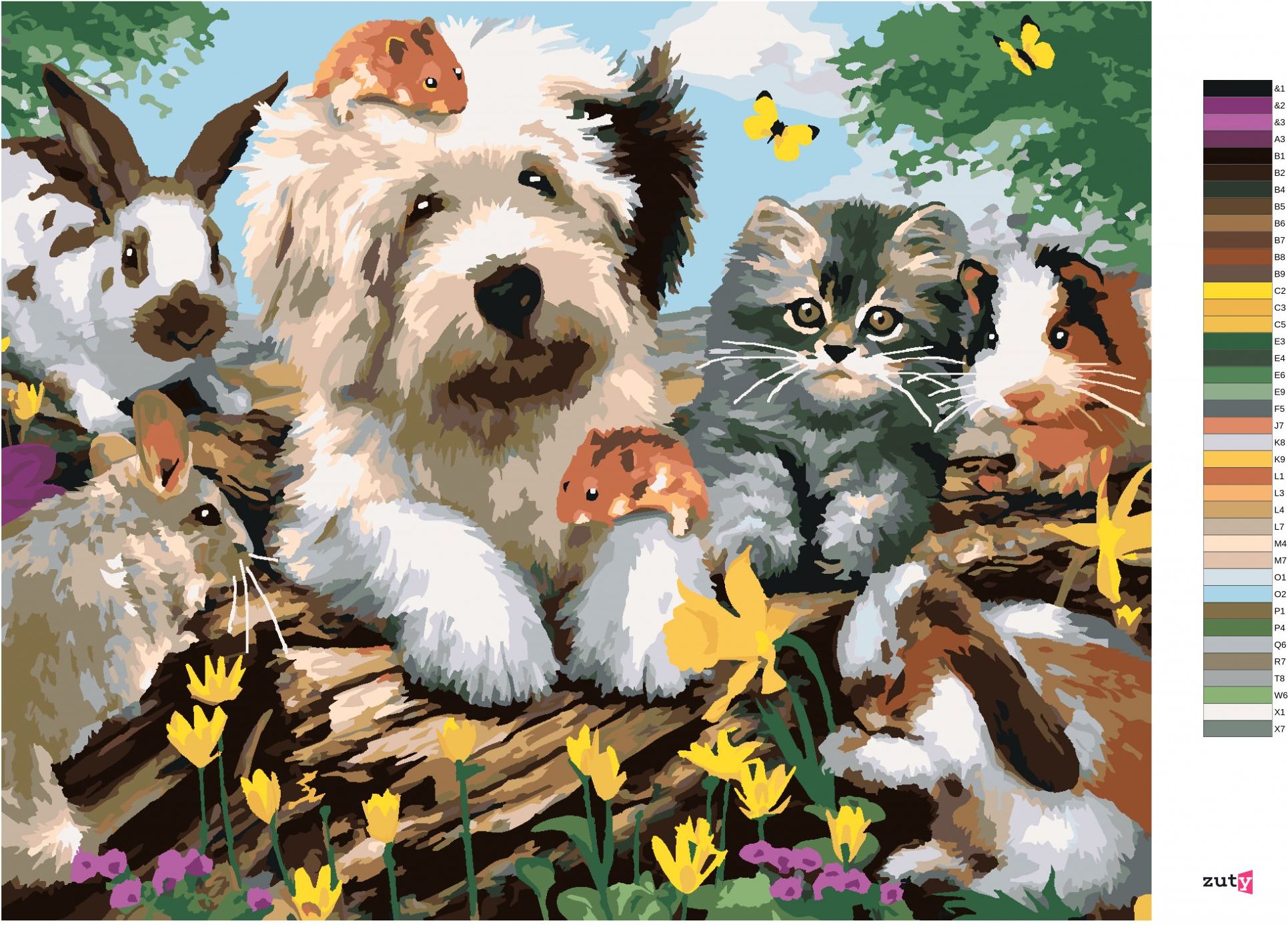 zuty Malování podle čísel - PES, KOČKA A HLODAVCI NA PAŘEZU (HOWARD ROBINSON) - Rozměr: 40x50 cm, Rámování: Varianta: bez rámu a bez vypnutí plátna - obrázek 7