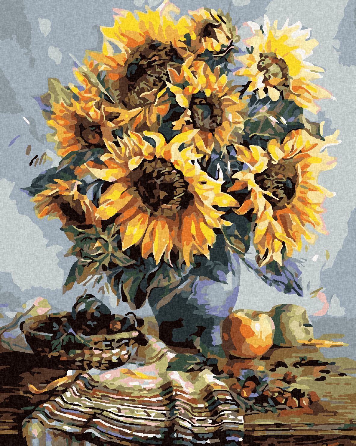 zuty Malování podle čísel - KYTICE SLUNEČNIC PODZIMNĚ LADĚNÁ - Rozměr: 40x50 cm, Rámování: Varianta: bez rámu a bez vypnutí plátna - obrázek 1