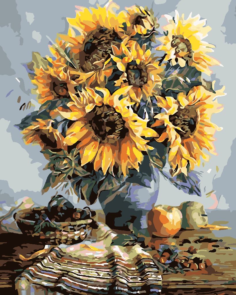 zuty Malování podle čísel - KYTICE SLUNEČNIC PODZIMNĚ LADĚNÁ - Rozměr: 40x50 cm, Rámování: Varianta: bez rámu a bez vypnutí plátna - obrázek 8