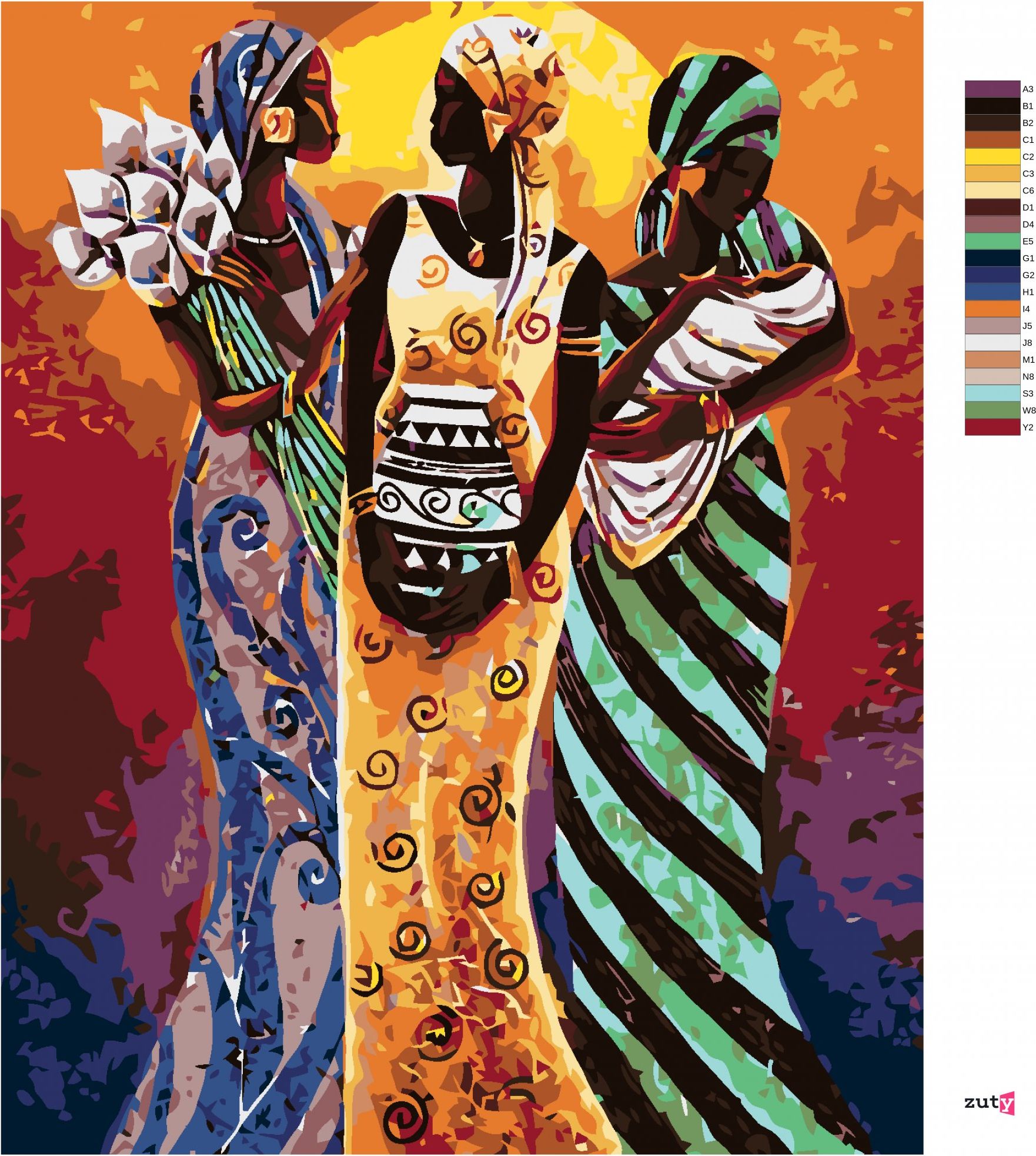 zuty Malování podle čísel - TŘI AFRICKÉ ŽENY - Rozměr: 40x50 cm, Rámování: Varianta: bez rámu a bez vypnutí plátna - obrázek 10
