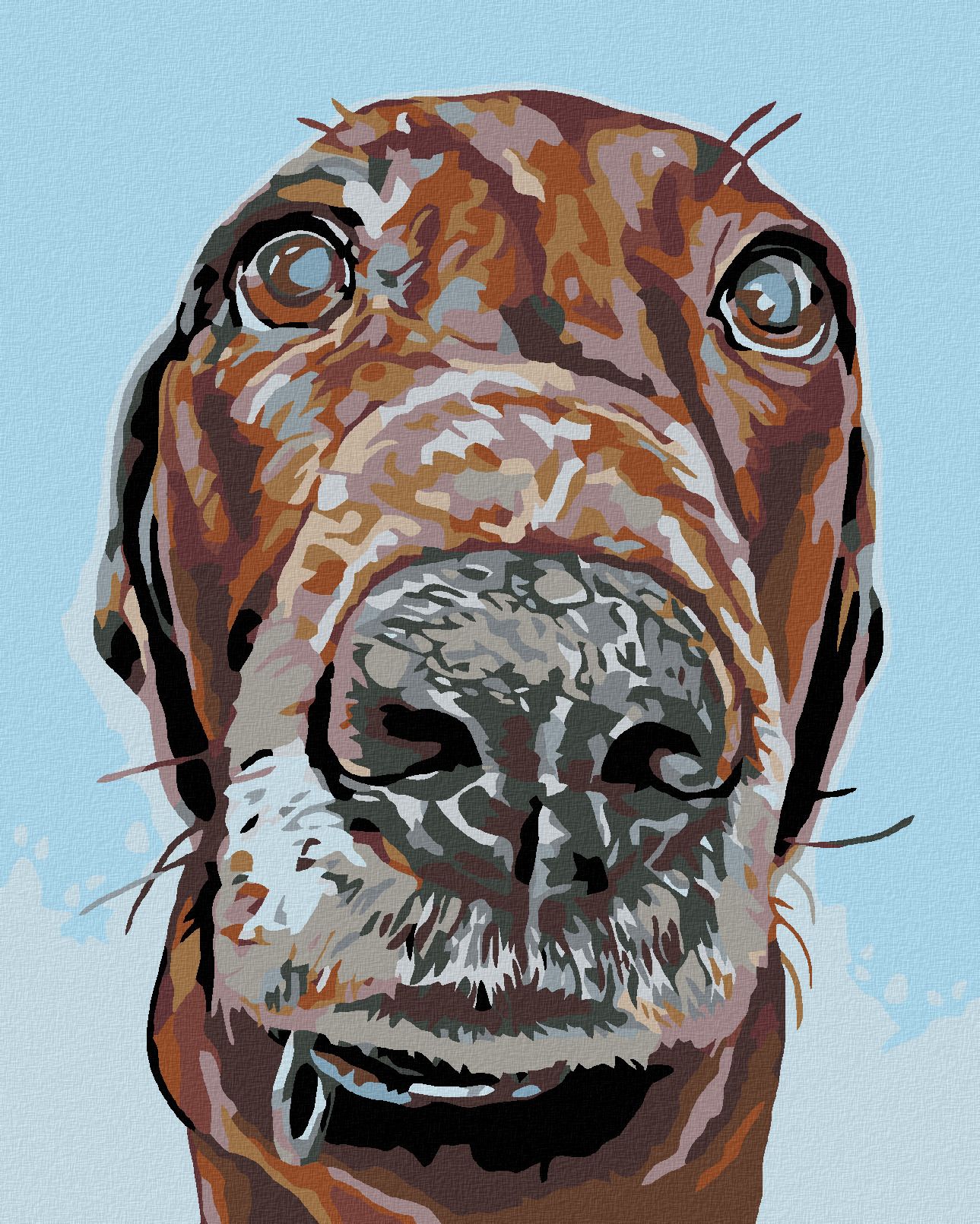 zuty Malování podle čísel - PES S VELKÝM ČUMÁČKEM - Rozměr: 40x50 cm, Rámování: Varianta: bez rámu a bez vypnutí plátna - obrázek 1