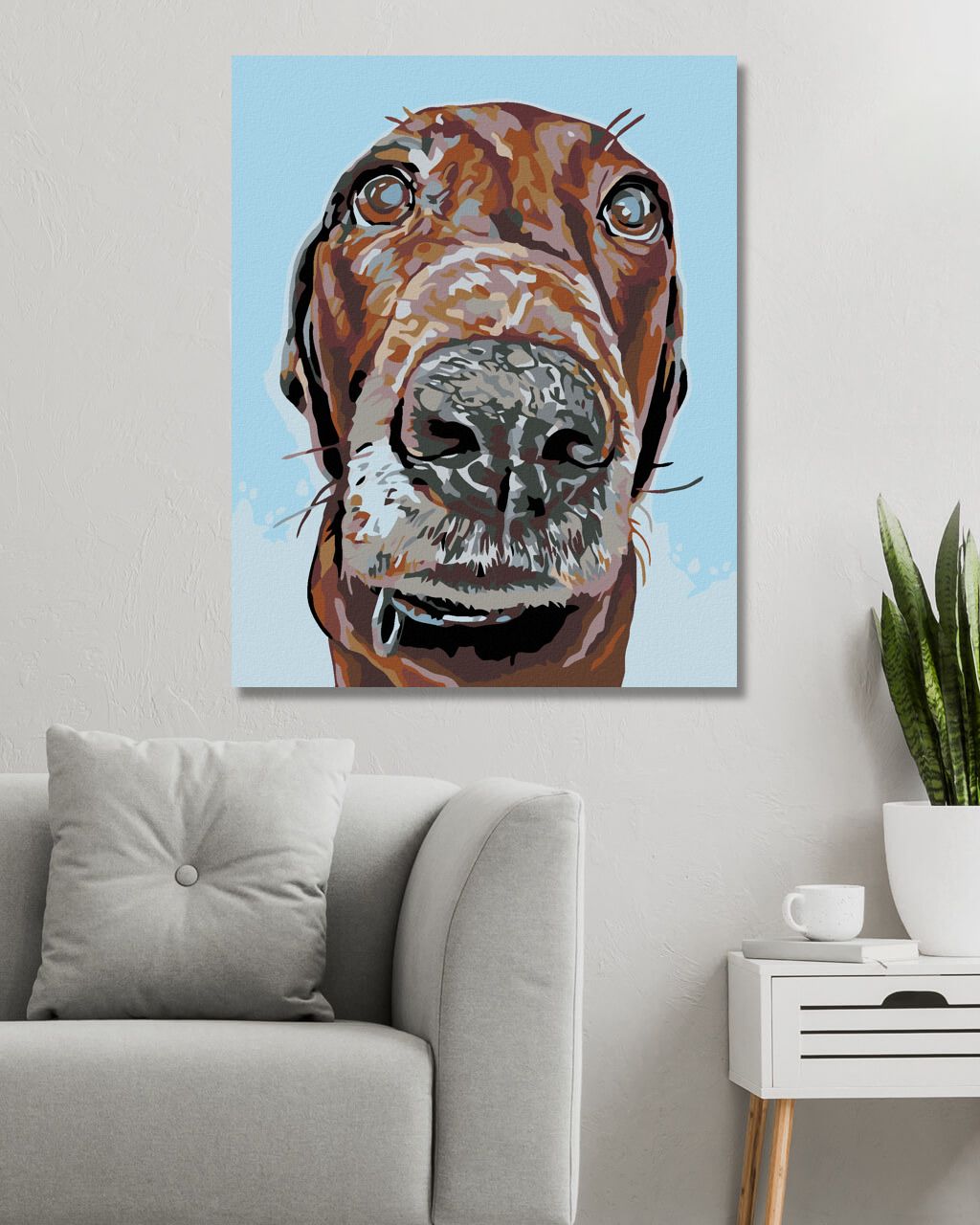 zuty Malování podle čísel - PES S VELKÝM ČUMÁČKEM - Rozměr: 40x50 cm, Rámování: Varianta: bez rámu a bez vypnutí plátna - obrázek 13