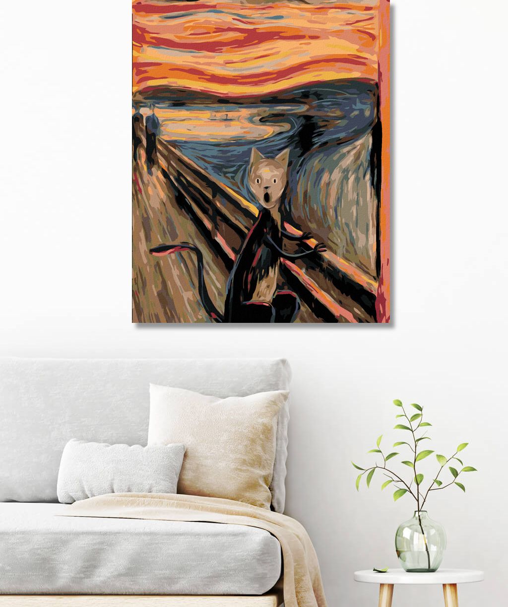zuty Malování podle čísel - VÝKŘIK KOCOURA - INSPIRACE E. MUNCH - Rozměr: 40x50 cm, Rámování: Varianta: bez rámu a bez vypnutí plátna - obrázek 3