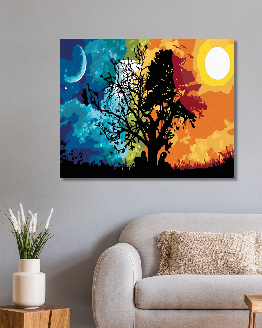 zuty Malování podle čísel - STROM NOC A DEN - Rozměr: 40x50 cm, Rámování: Varianta: bez rámu a bez vypnutí plátna - obrázek 3