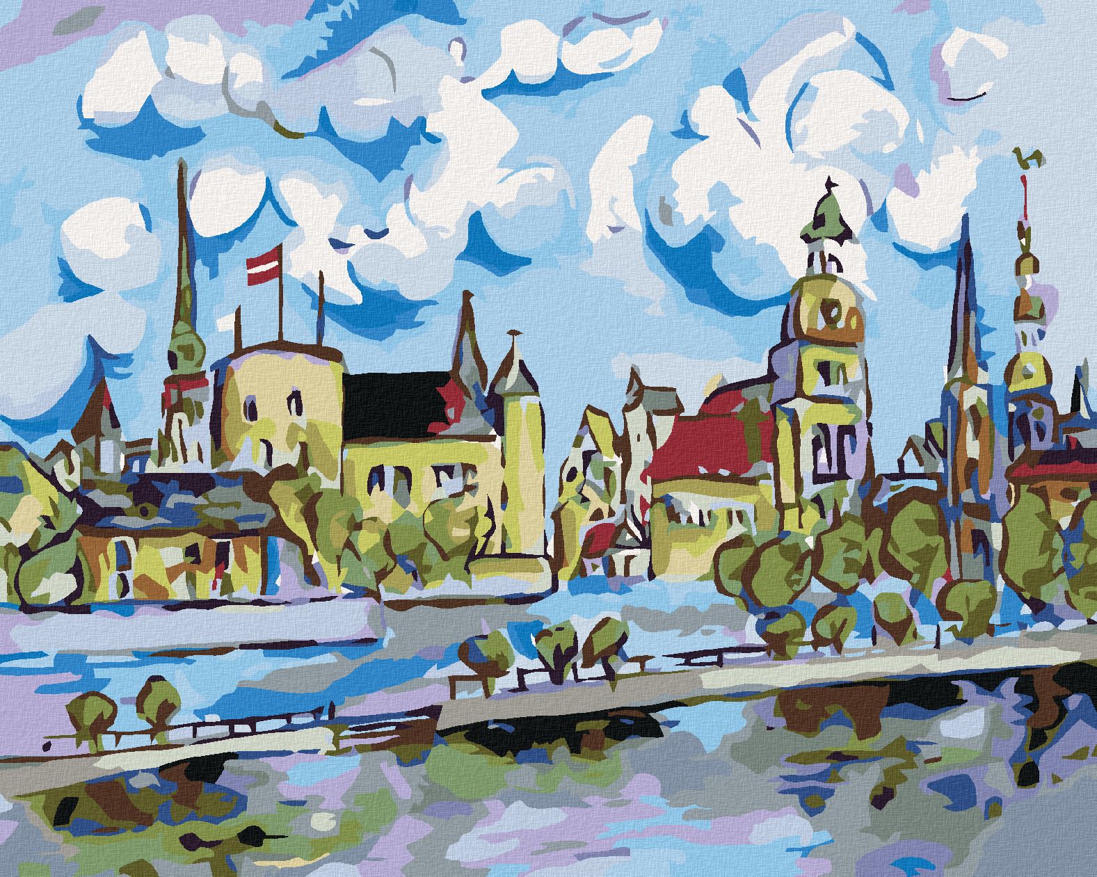 zuty Malování podle čísel - CESTA K MĚSTU - Rozměr: 40x50 cm, Rámování: Varianta: vypnuté plátno na rám - obrázek 1