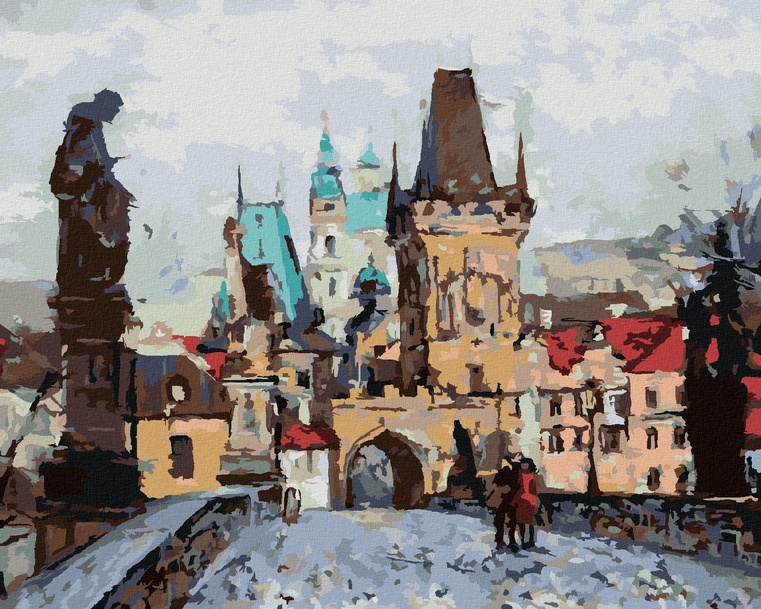 zuty Malování podle čísel - KARLŮV MOST NA PODZIM - Rozměr: 40x50 cm, Rámování: Varianta: bez rámu a bez vypnutí plátna - obrázek 1