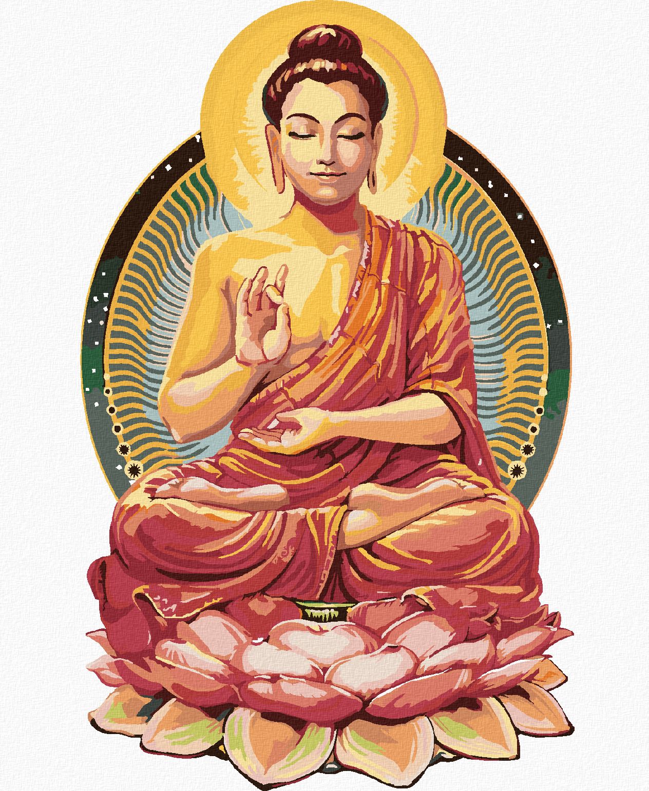 zuty Malování podle čísel - MEDITUJÍCÍ BUDDHA II - Rozměr: 40x50 cm, Rámování: Varianta: vypnuté plátno na rám - obrázek 1