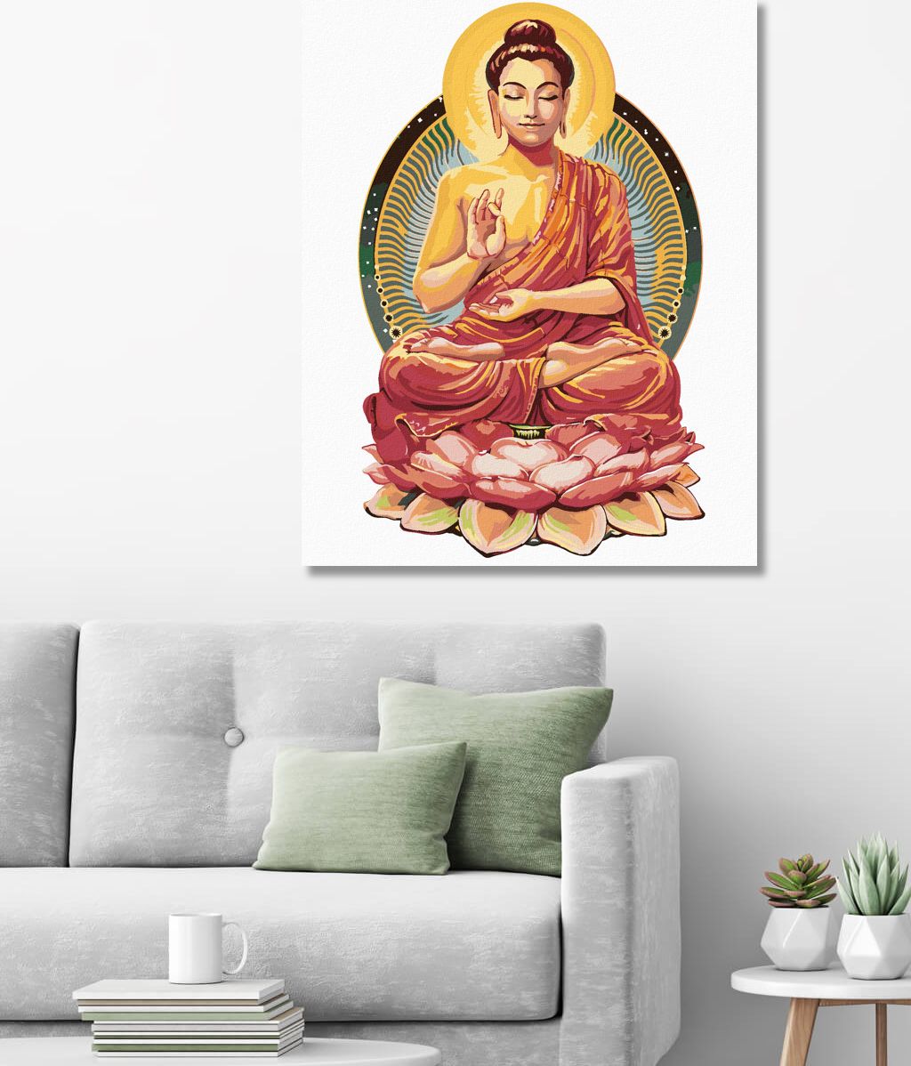 zuty Malování podle čísel - MEDITUJÍCÍ BUDDHA II - Rozměr: 40x50 cm, Rámování: Varianta: vypnuté plátno na rám - obrázek 2