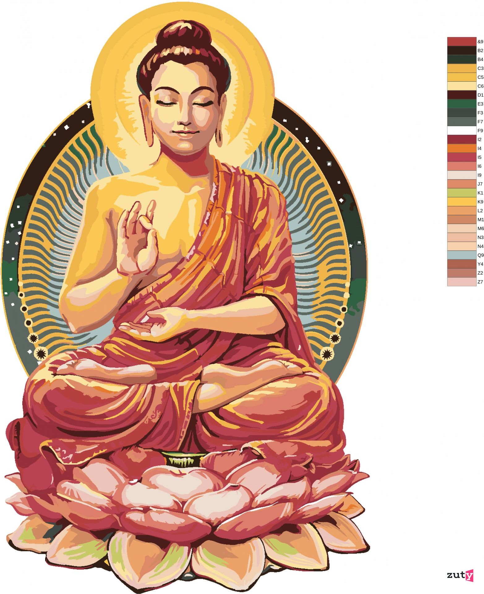 zuty Malování podle čísel - MEDITUJÍCÍ BUDDHA II - Rozměr: 40x50 cm, Rámování: Varianta: vypnuté plátno na rám - obrázek 7