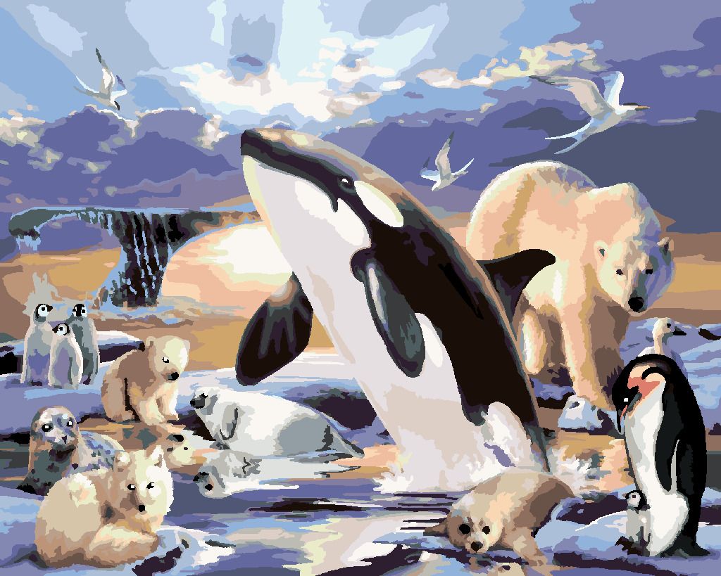 zuty Malování podle čísel - ZVÍŘATA V POLÁRNÍM KRÁLOVSTVÍ (HOWARD ROBINSON) - Rozměr: 40x50 cm, Rámování: Varianta: bez rámu a bez vypnutí plátna - obrázek 2