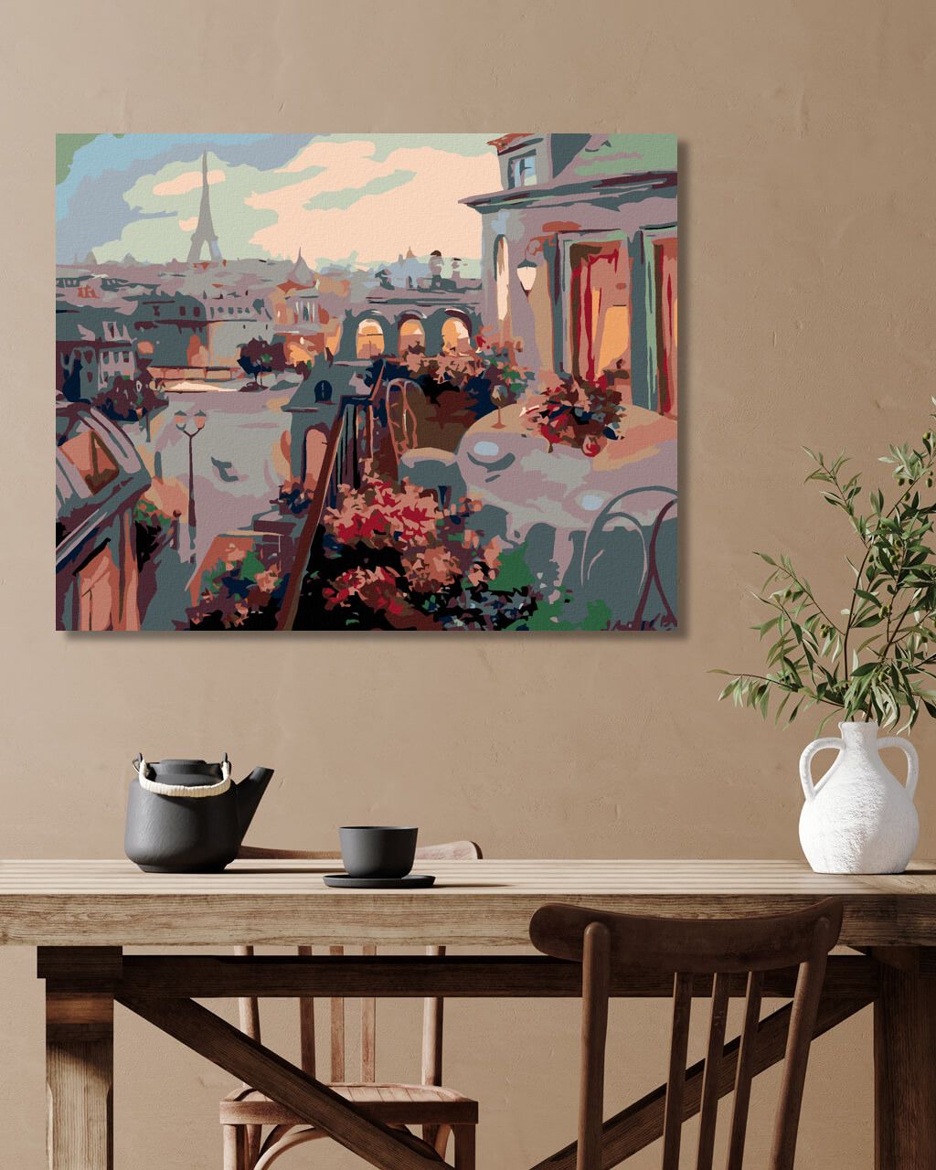 zuty Malování podle čísel - PAŘÍŽ Z BALKONU - Rozměr: 40x50 cm, Rámování: Varianta: vypnuté plátno na rám - obrázek 2