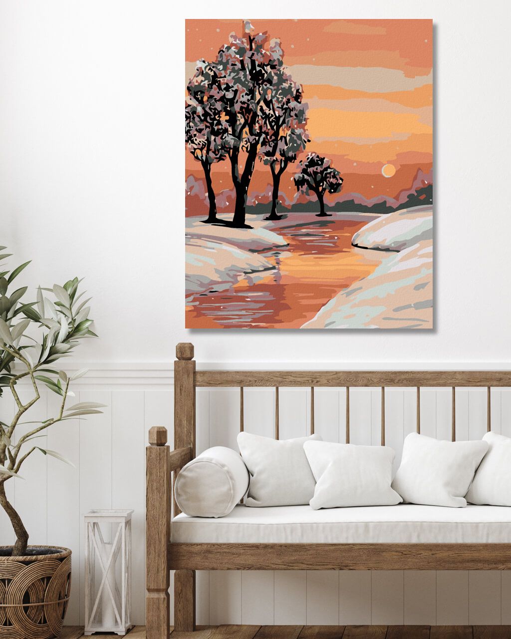zuty Malování podle čísel - POTOK A ZIMNÍ KRAJINA - Rozměr: 40x50 cm, Rámování: Varianta: vypnuté plátno na rám - obrázek 11
