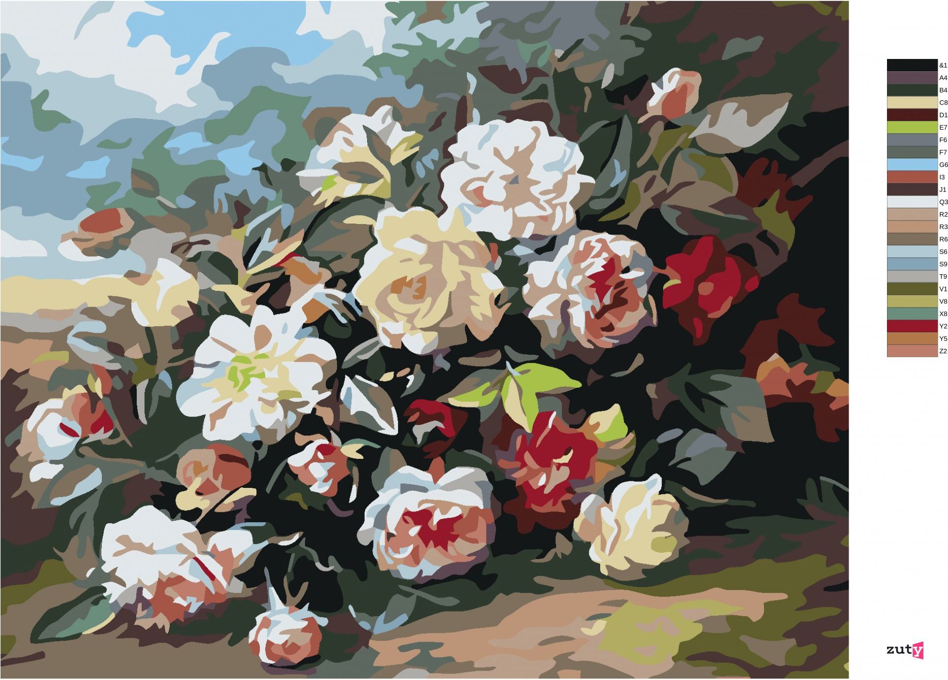 zuty Malování podle čísel - PLANÉ RŮŽE - Rozměr: 40x50 cm, Rámování: Varianta: vypnuté plátno na rám - obrázek 2