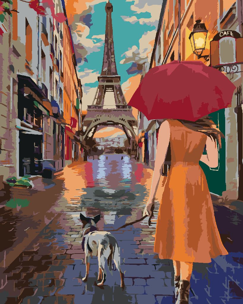 zuty Malování podle čísel - PAŘÍŽ EIFFELOVA VĚŽ PROCHÁZKA ULIČKOU - Rozměr: 40x50 cm, Rámování: Varianta: bez rámu a bez vypnutí plátna - obrázek 6