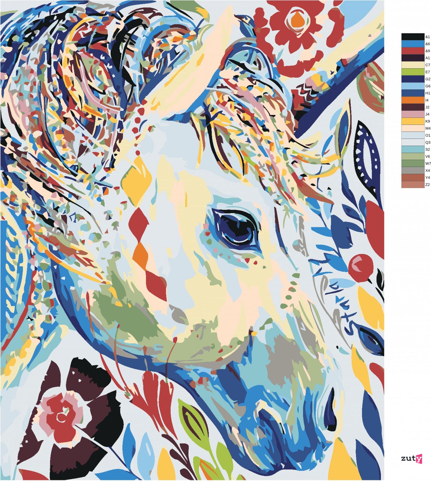 zuty Malování podle čísel - KVĚTINOVÁ BÍLÁ KOBYLA - Rozměr: 40x50 cm, Rámování: Varianta: bez rámu a bez vypnutí plátna - obrázek 8