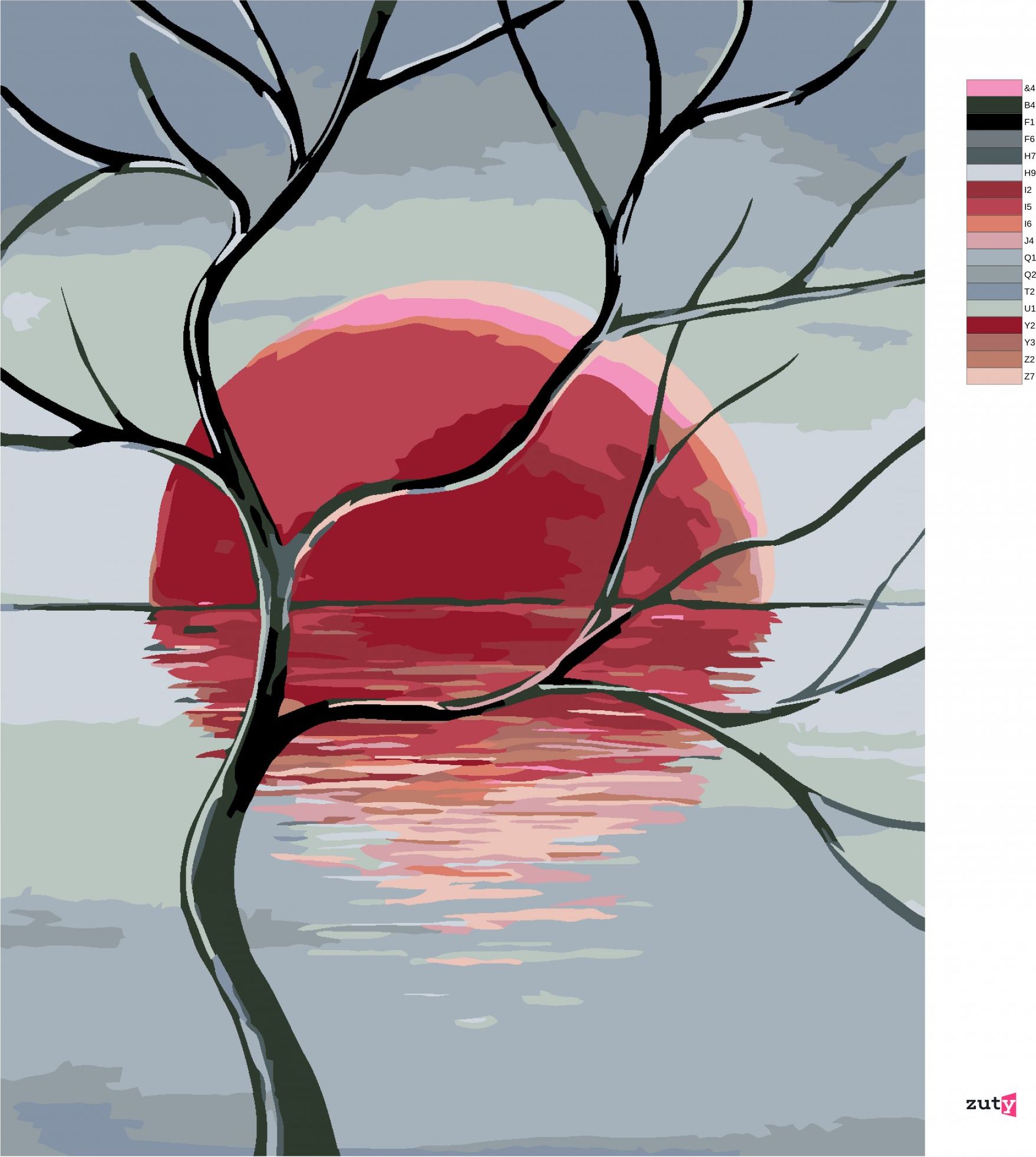 zuty Malování podle čísel - STARÝ STROM A ZÁPAD SLUNCE - Rozměr: 40x50 cm, Rámování: Varianta: vypnuté plátno na rám - obrázek 7