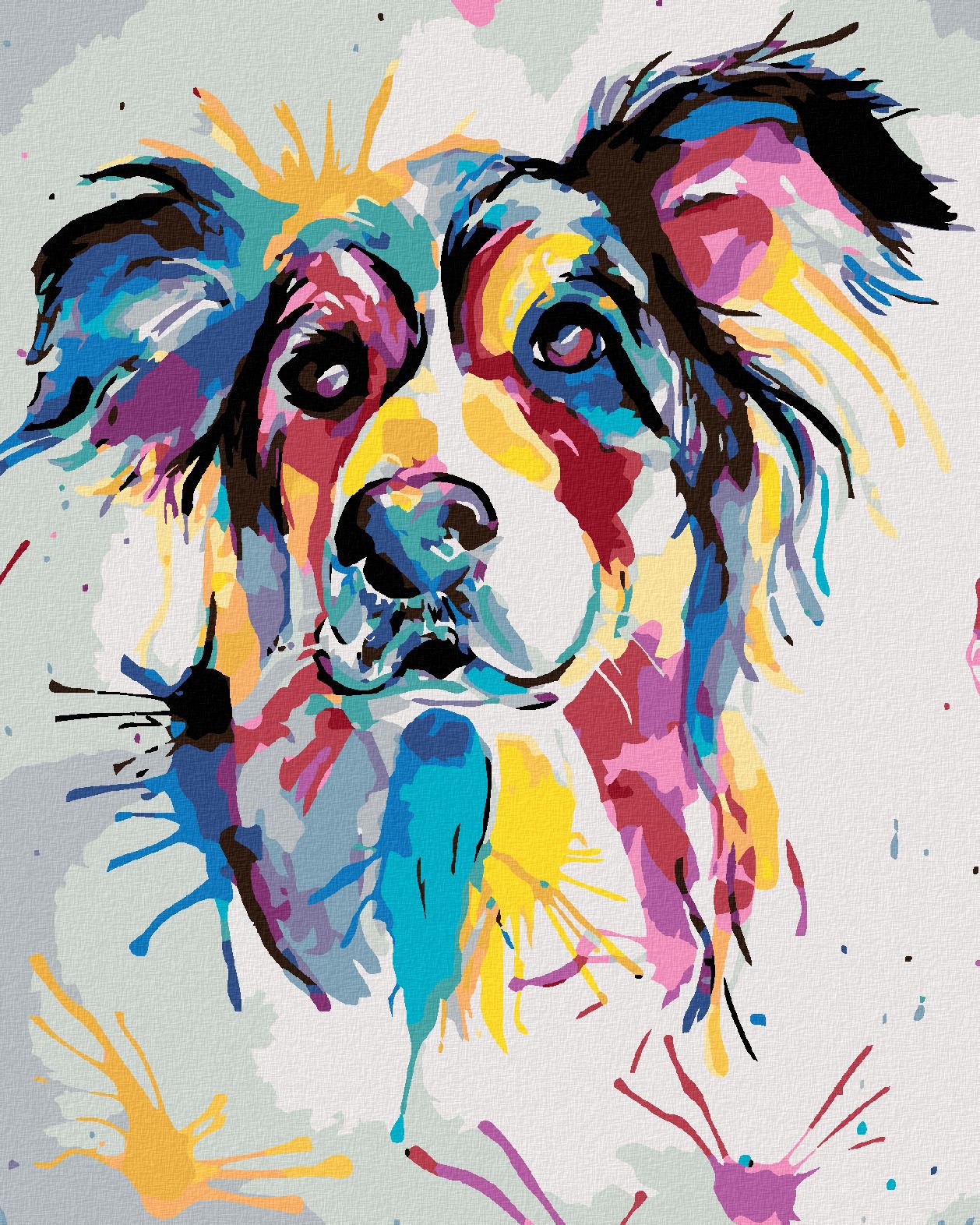zuty Malování podle čísel - KRÁSNÝ MALOVANÝ PES - Rozměr: 40x50 cm, Rámování: Varianta: vypnuté plátno na rám - obrázek 1
