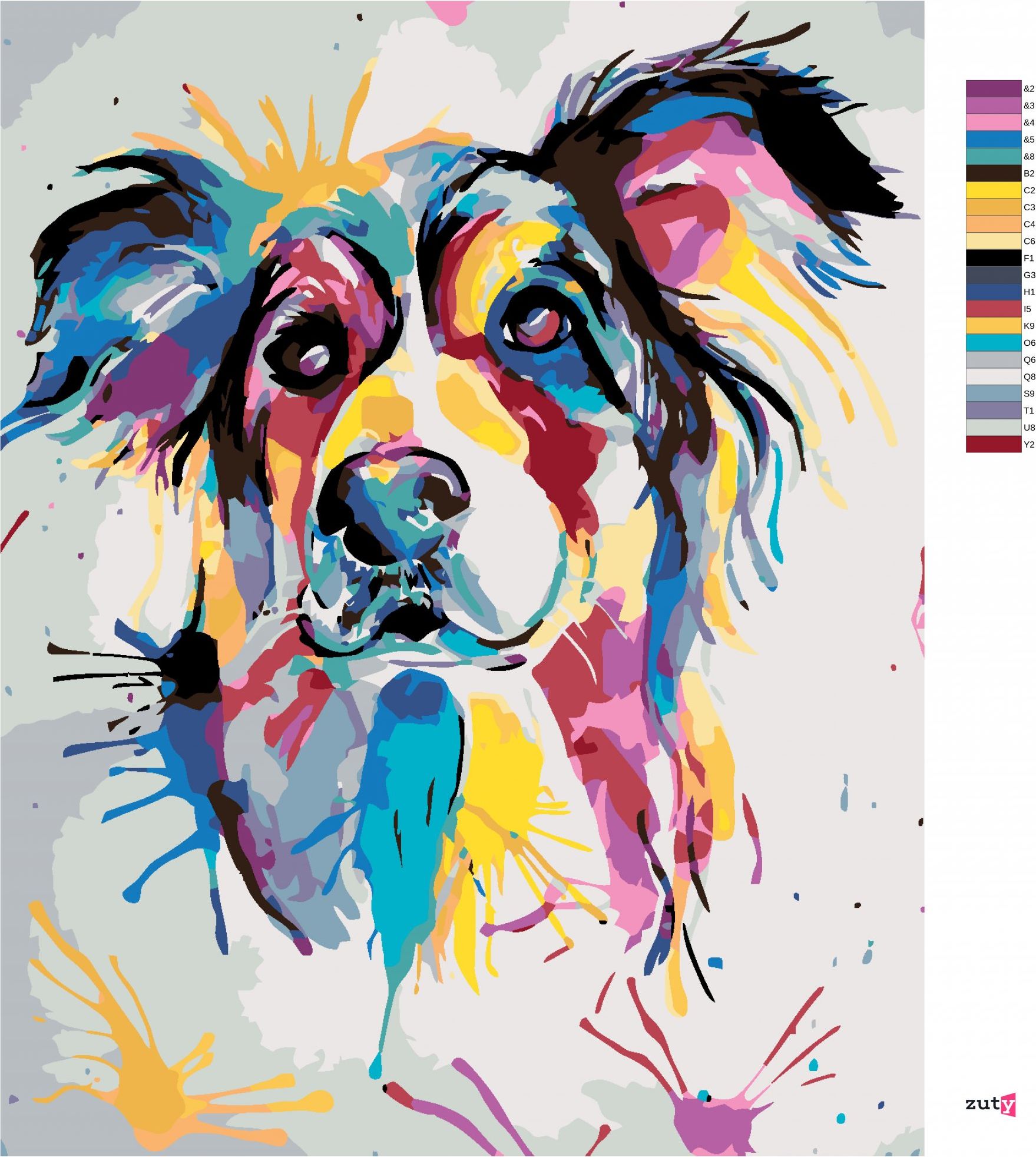 zuty Malování podle čísel - KRÁSNÝ MALOVANÝ PES - Rozměr: 40x50 cm, Rámování: Varianta: vypnuté plátno na rám - obrázek 6