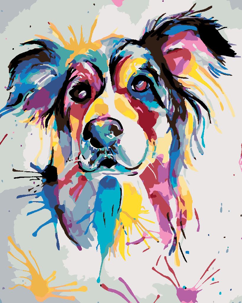 zuty Malování podle čísel - KRÁSNÝ MALOVANÝ PES - Rozměr: 40x50 cm, Rámování: Varianta: vypnuté plátno na rám - obrázek 7