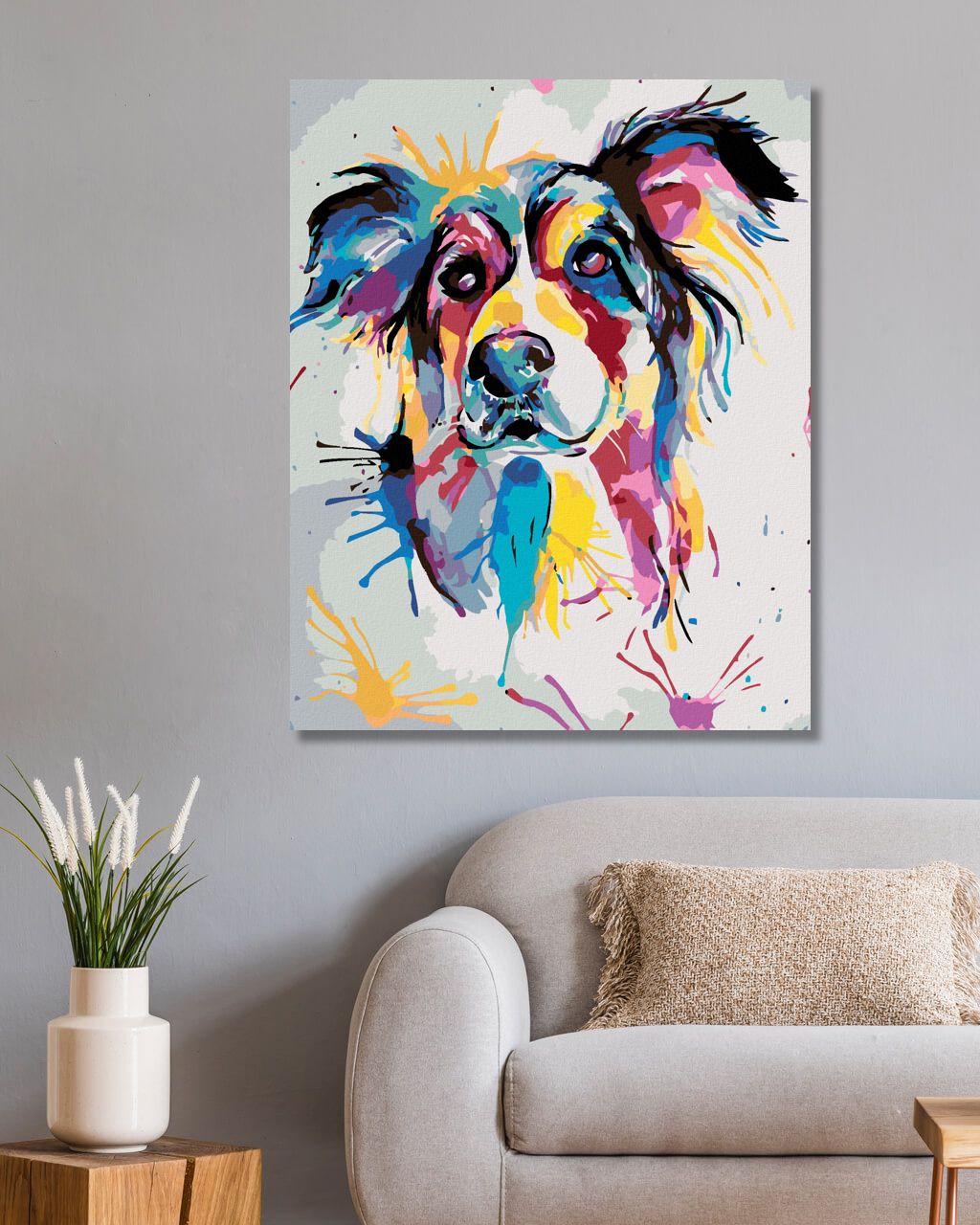 zuty Malování podle čísel - KRÁSNÝ MALOVANÝ PES - Rozměr: 40x50 cm, Rámování: Varianta: vypnuté plátno na rám - obrázek 9