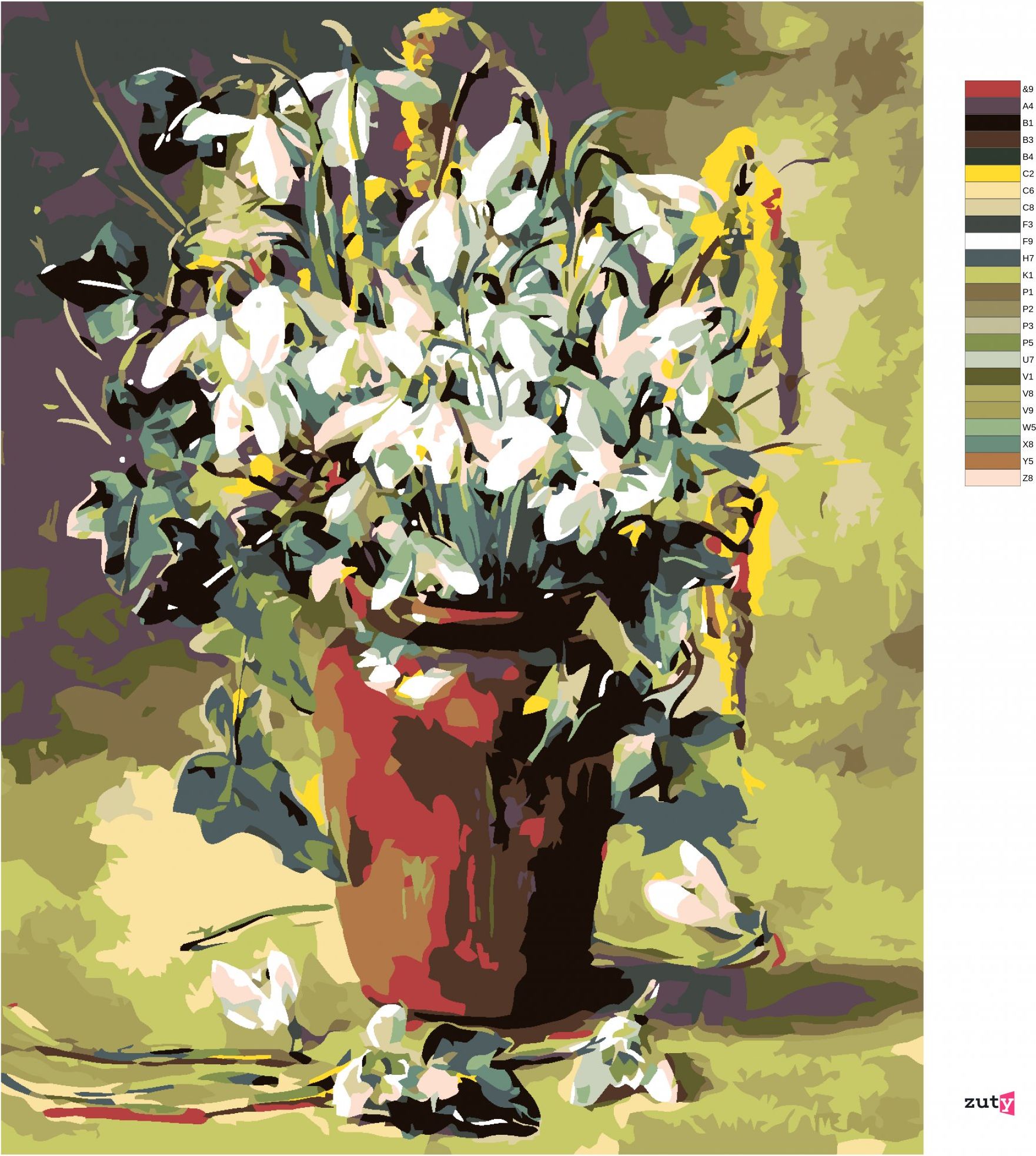 zuty Malování podle čísel - VELIKONOČNÍ KVÍTÍ V HNĚDÉ VÁZE - Rozměr: 40x50 cm, Rámování: Varianta: bez rámu a bez vypnutí plátna - obrázek 9