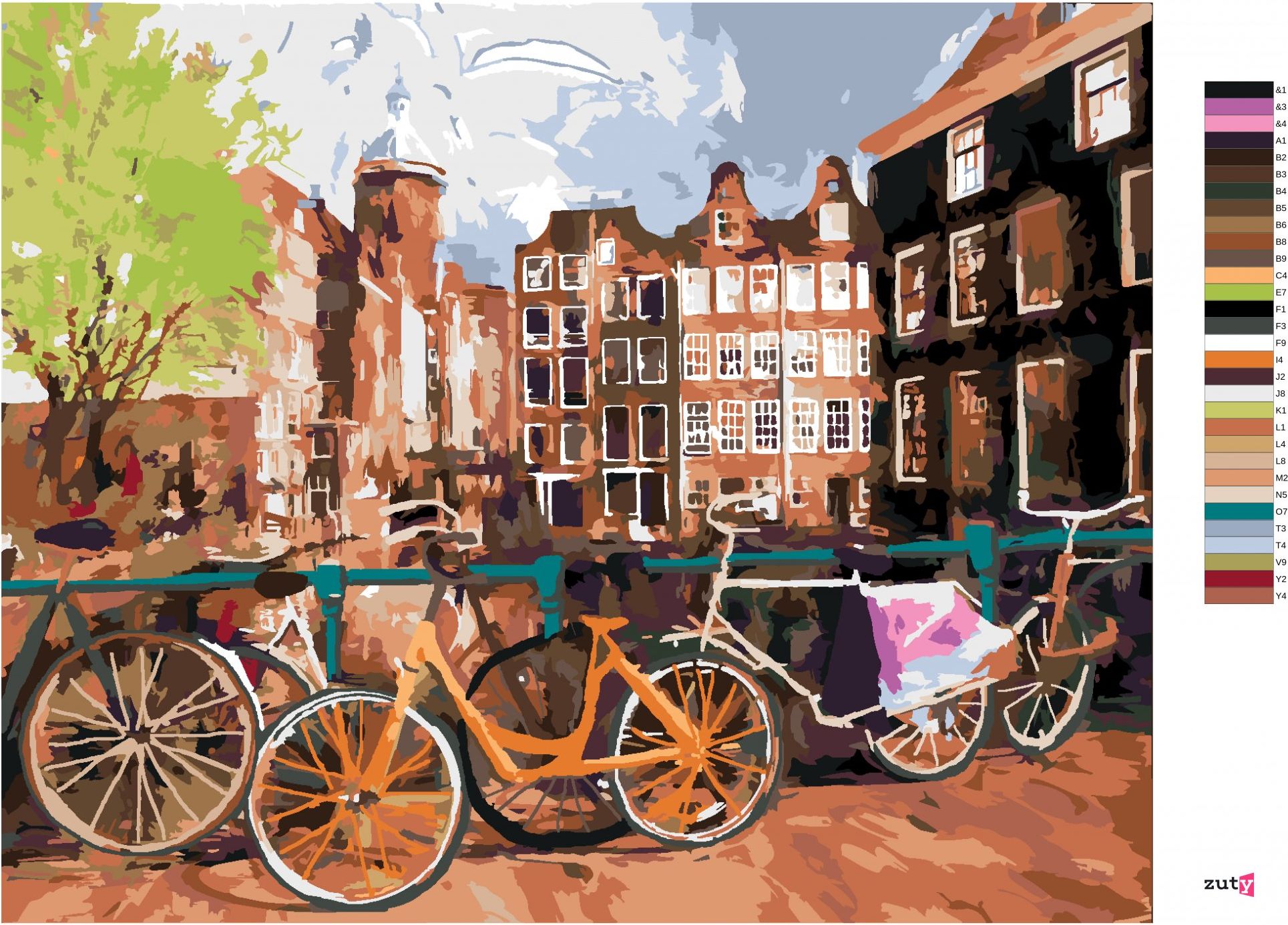 zuty Malování podle čísel - KOLA V AMSTERDAMU - Rozměr: 40x50 cm, Rámování: Varianta: bez rámu a bez vypnutí plátna - obrázek 17