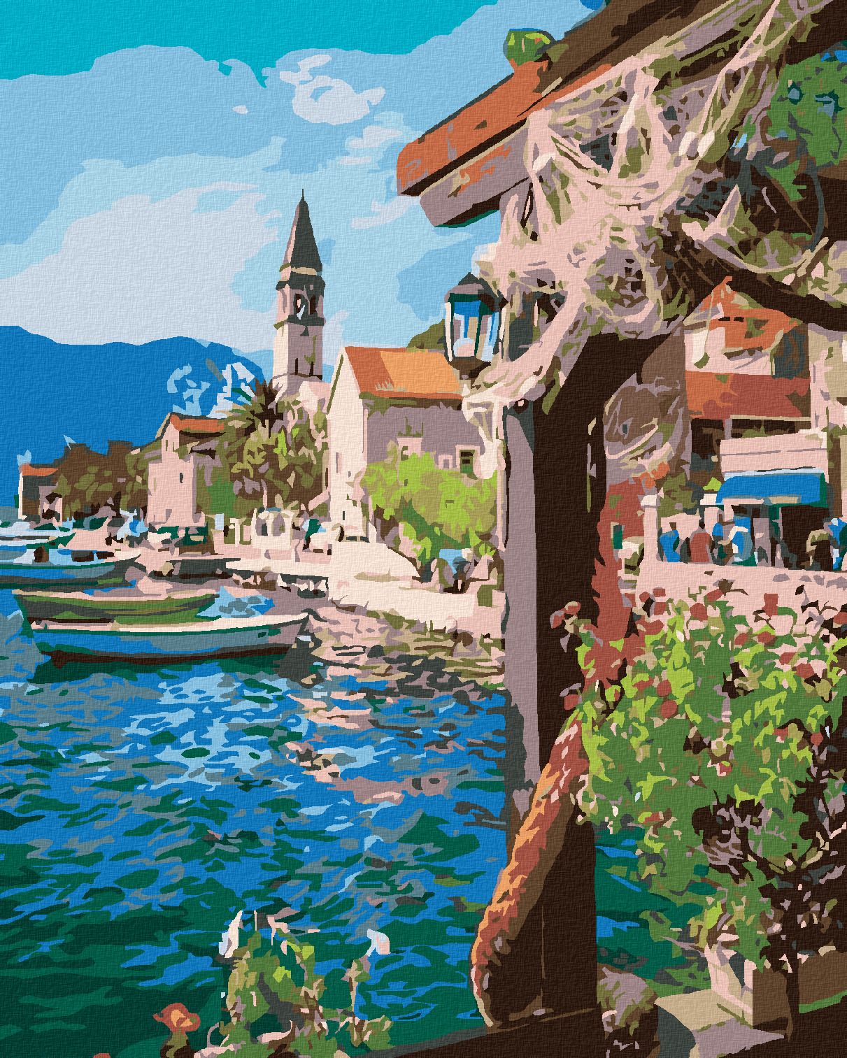 zuty Malování podle čísel - VÝHLED OD RYBÁŘE NA MOŘE - Rozměr: 40x50 cm, Rámování: Varianta: vypnuté plátno na rám - obrázek 1