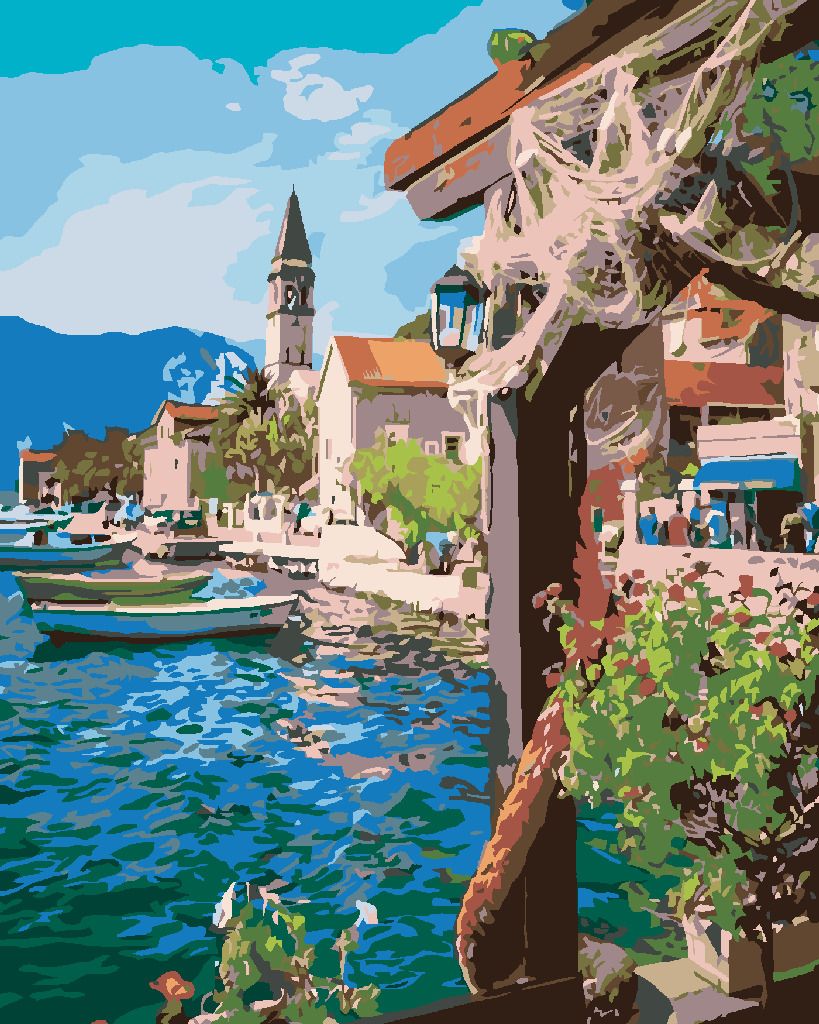 zuty Malování podle čísel - VÝHLED OD RYBÁŘE NA MOŘE - Rozměr: 40x50 cm, Rámování: Varianta: vypnuté plátno na rám - obrázek 9