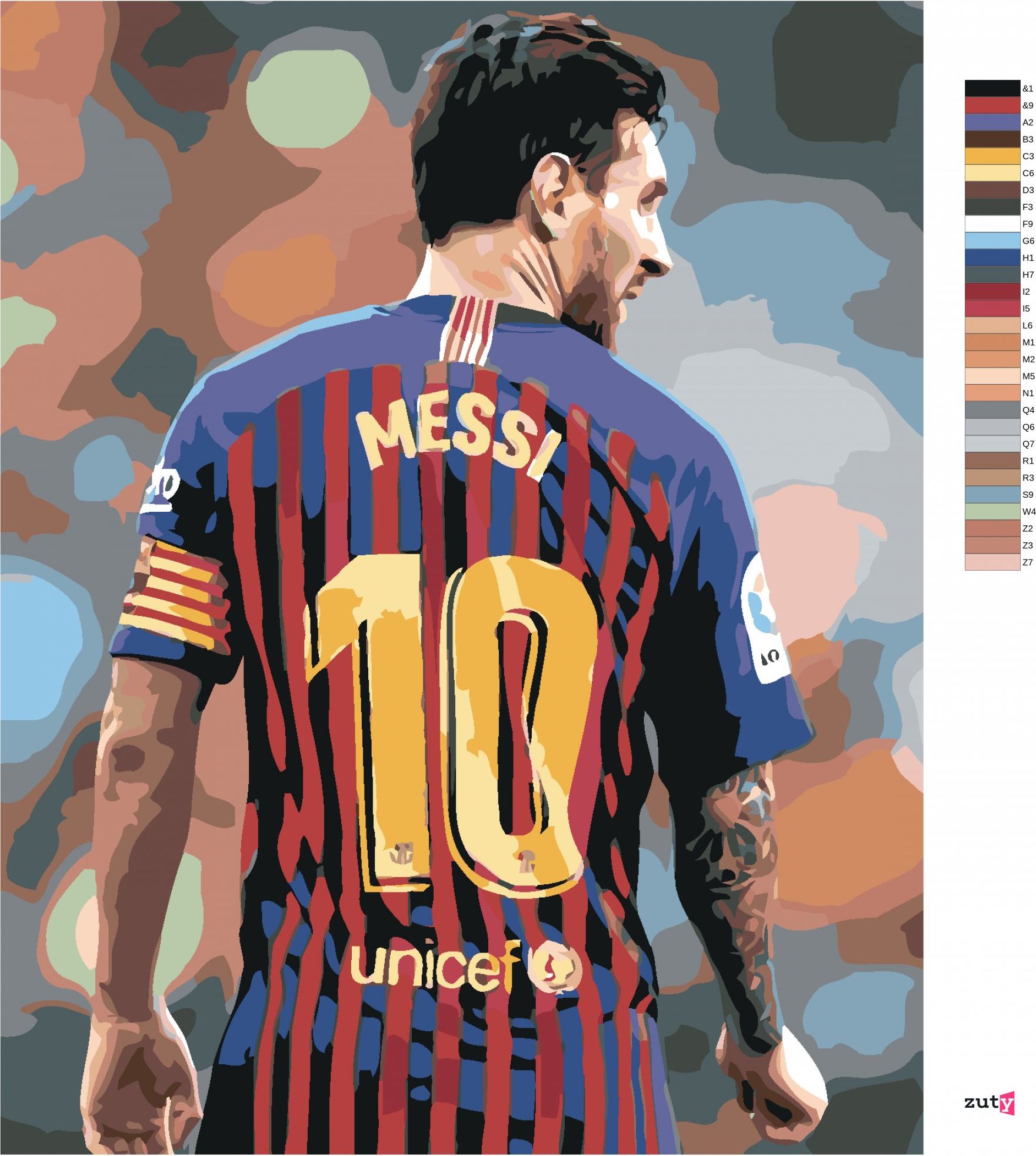 zuty Malování podle čísel - MESSI - Rozměr: 40x50 cm, Rámování: Varianta: bez rámu a bez vypnutí plátna - obrázek 3