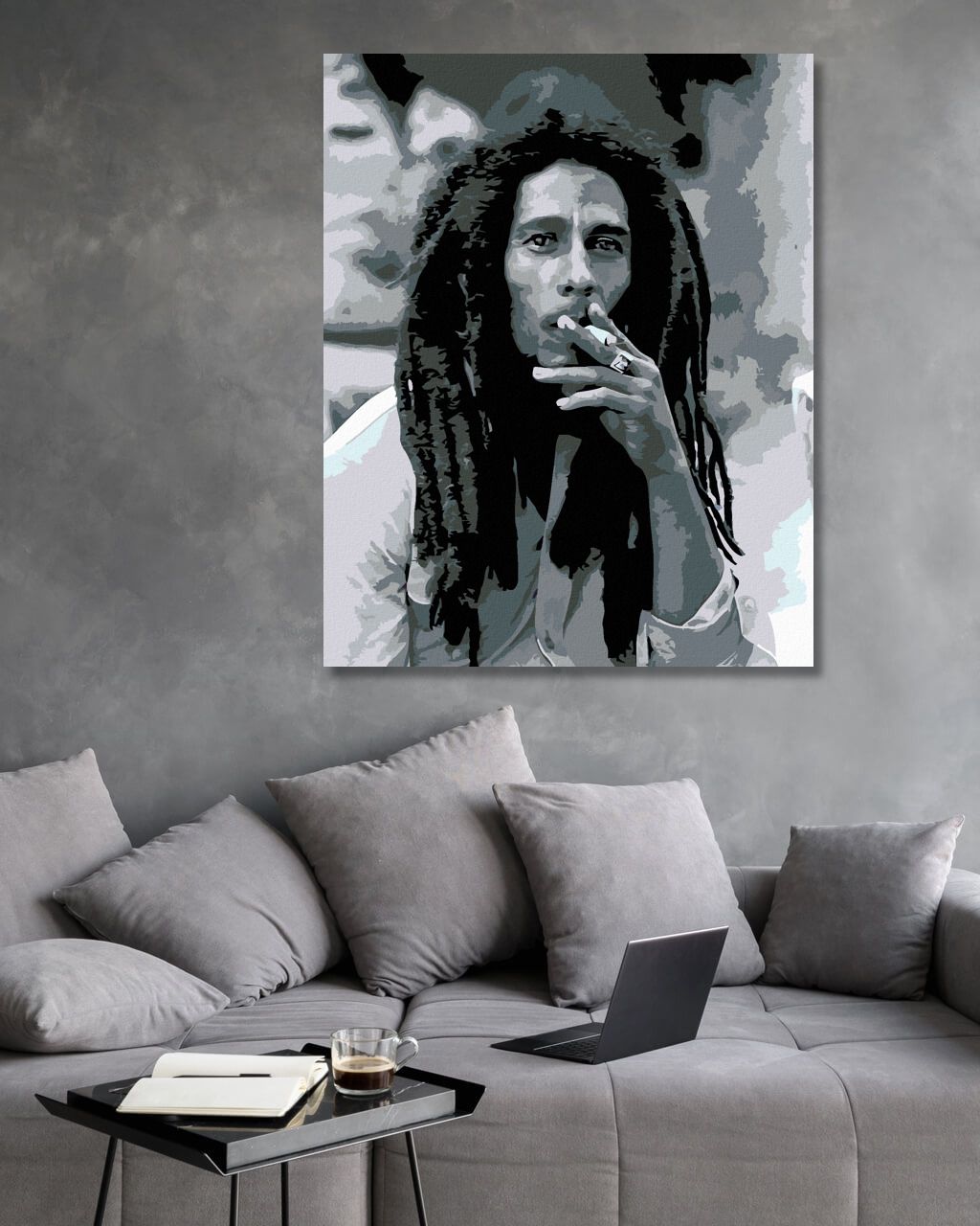 zuty Malování podle čísel - KOUŘÍCÍ BOB MARLEY - Rozměr: 40x50 cm, Rámování: Varianta: bez rámu a bez vypnutí plátna - obrázek 6