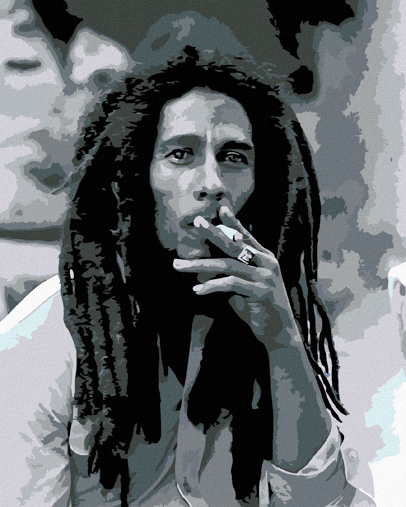 zuty Malování podle čísel - KOUŘÍCÍ BOB MARLEY - Rozměr: 40x50 cm, Rámování: Varianta: vypnuté plátno na rám - obrázek 1